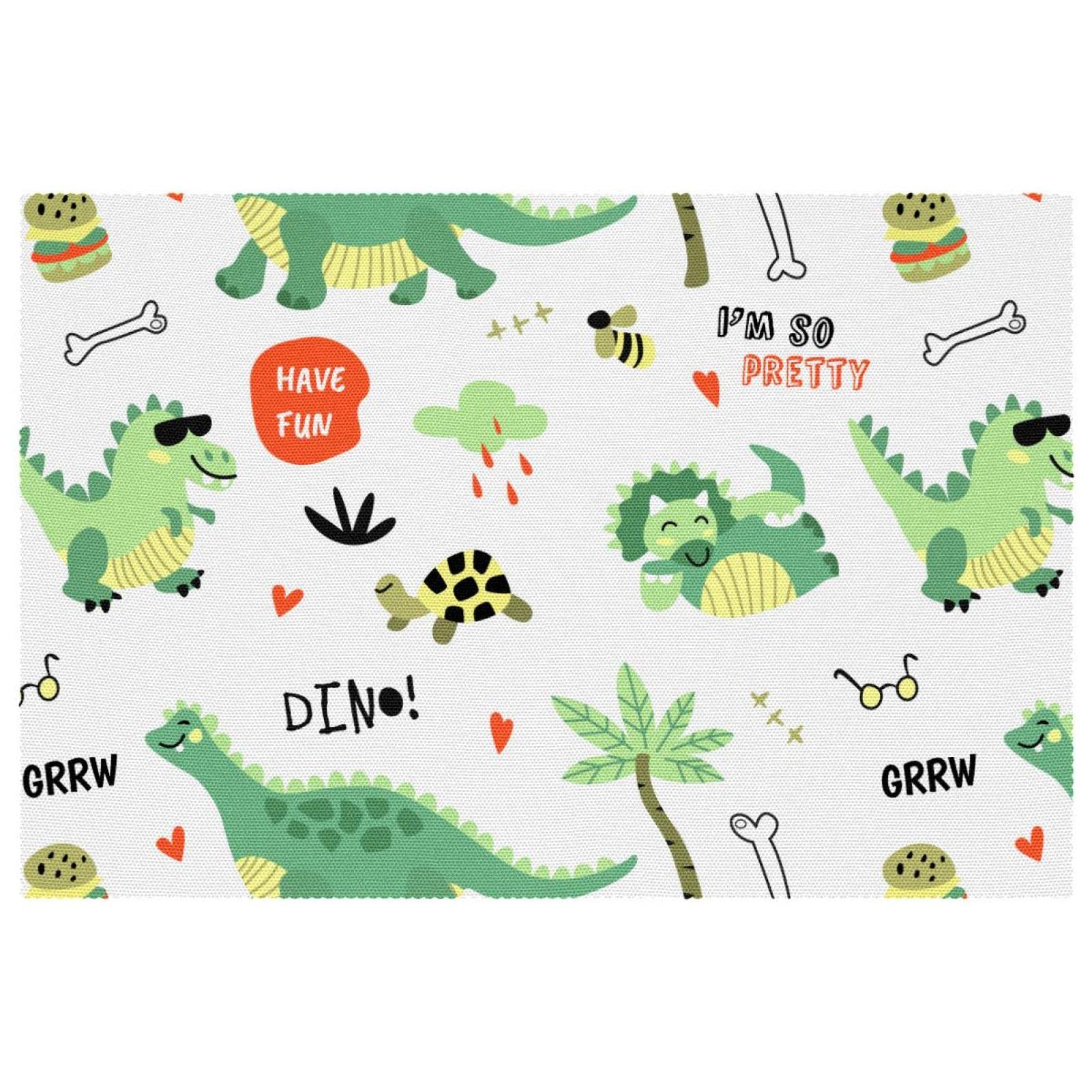 Set de table tissu Oxford de qualité supérieure motif dinosaures vert lot de 4