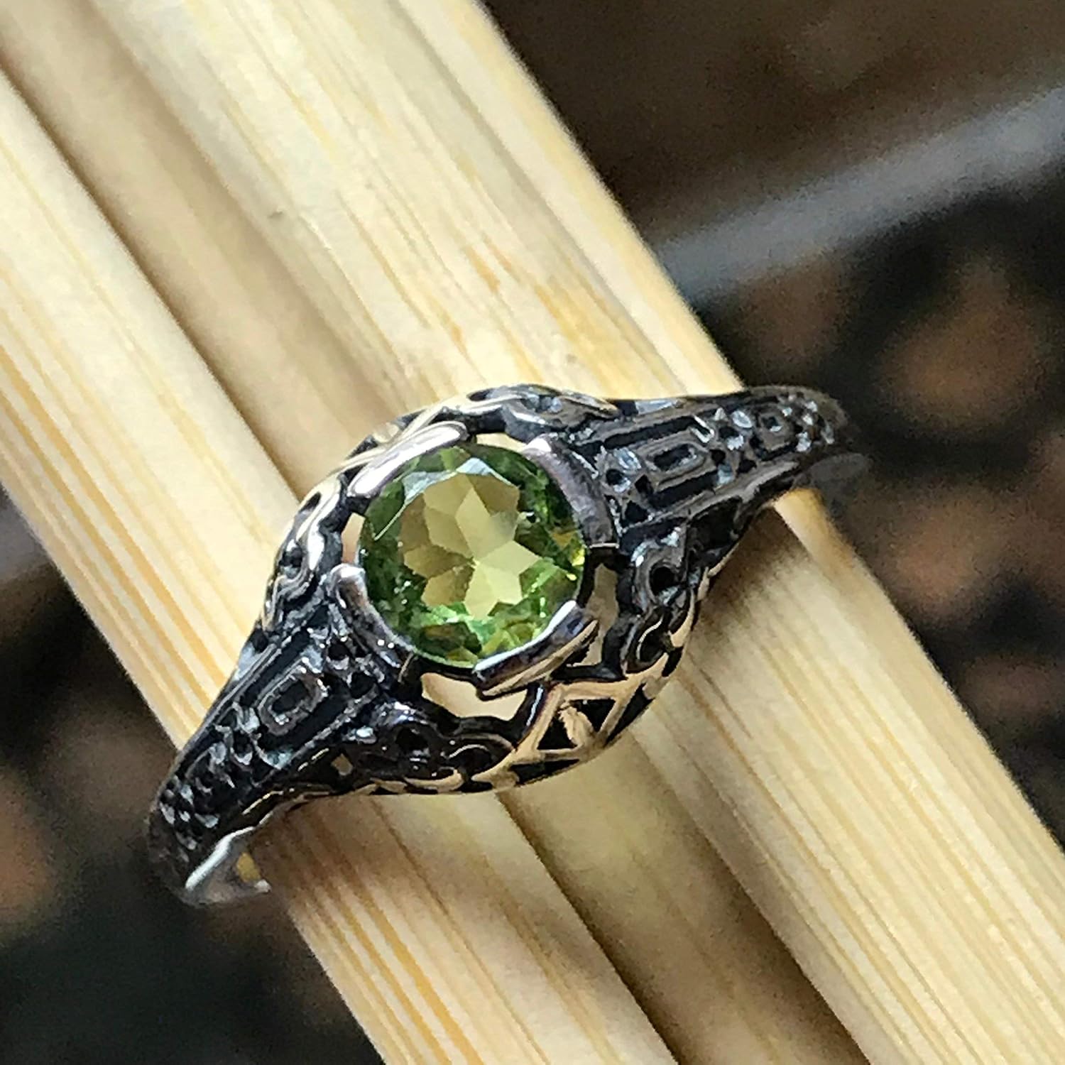 Genuine 0.5ct Green Peridot 925 Solid Sterling Silver Engagement Ring Size 5.75, 7, 8 - Image 6