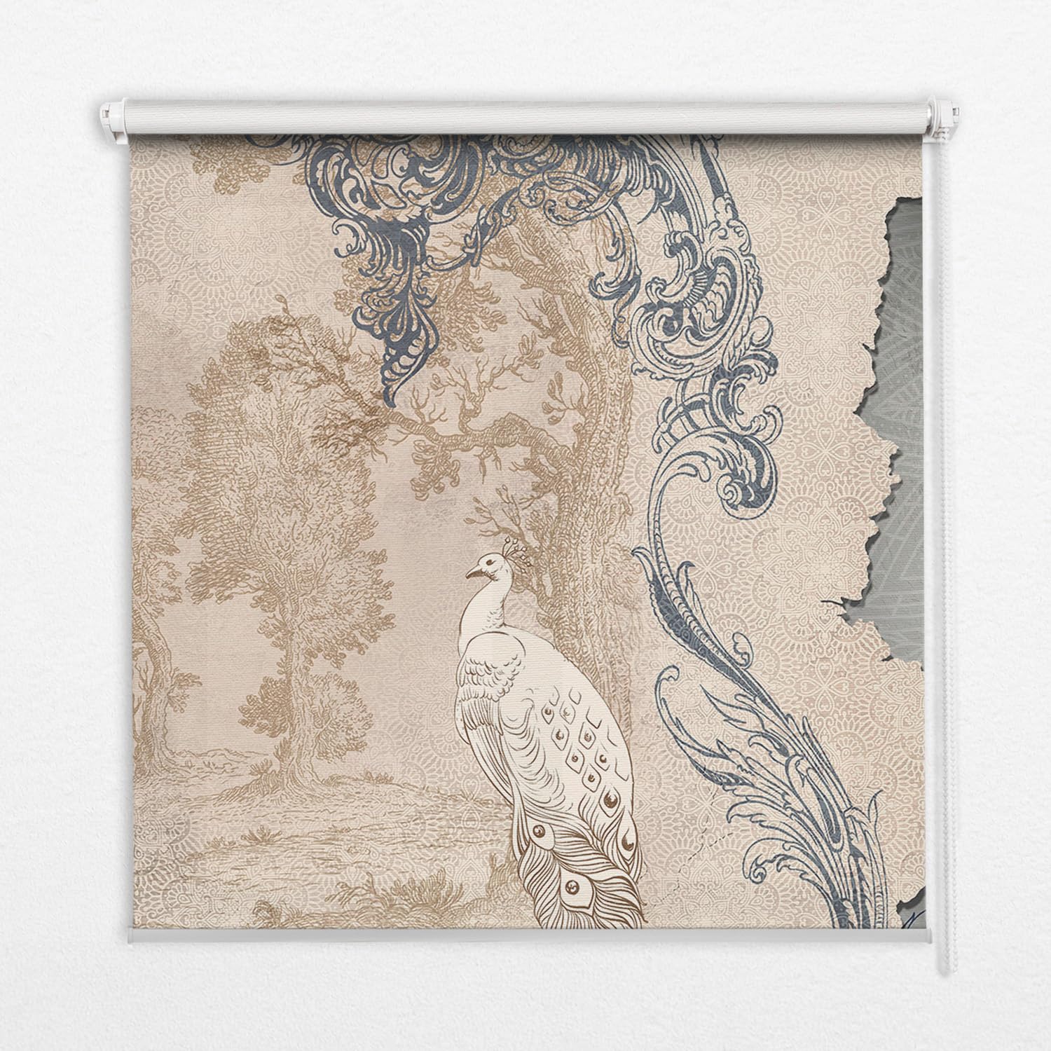 Store enrouleur perméable oiseaux vintage 50x50cm sans perçage Tulup