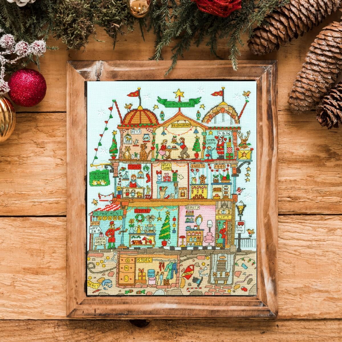 Bothy Threads Cross Stitch Kit - Cut Thru' Christmas Department Store