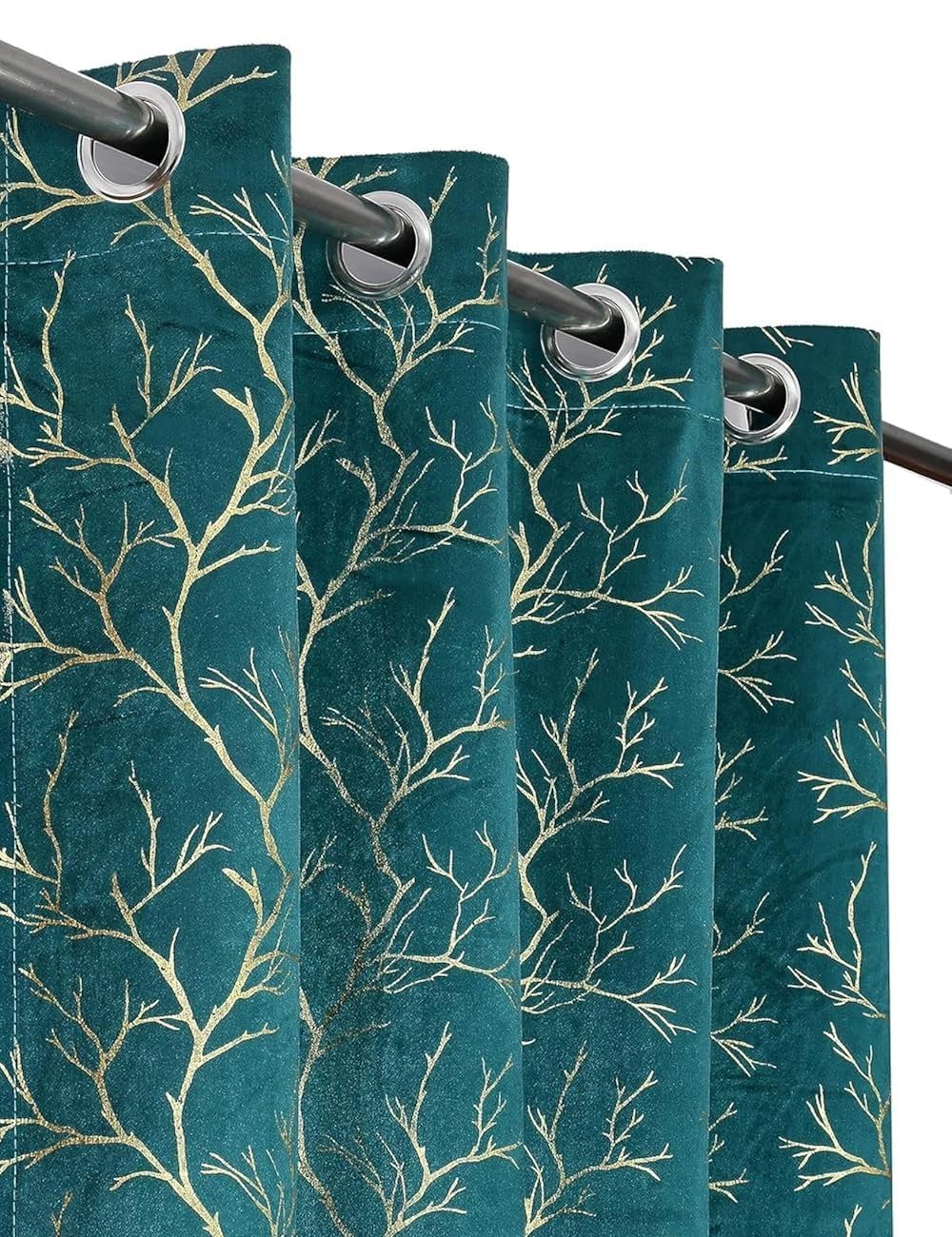 FRESH FROM LOOM Heavy Velvet Premium Luxury Double Stitched Floral Curtain 7 Feet Long Door & Windows | Eyelet Rings | Room Darkening | Light Blocking | Durable Parda (7feet, Golden, 2pc)-image-10