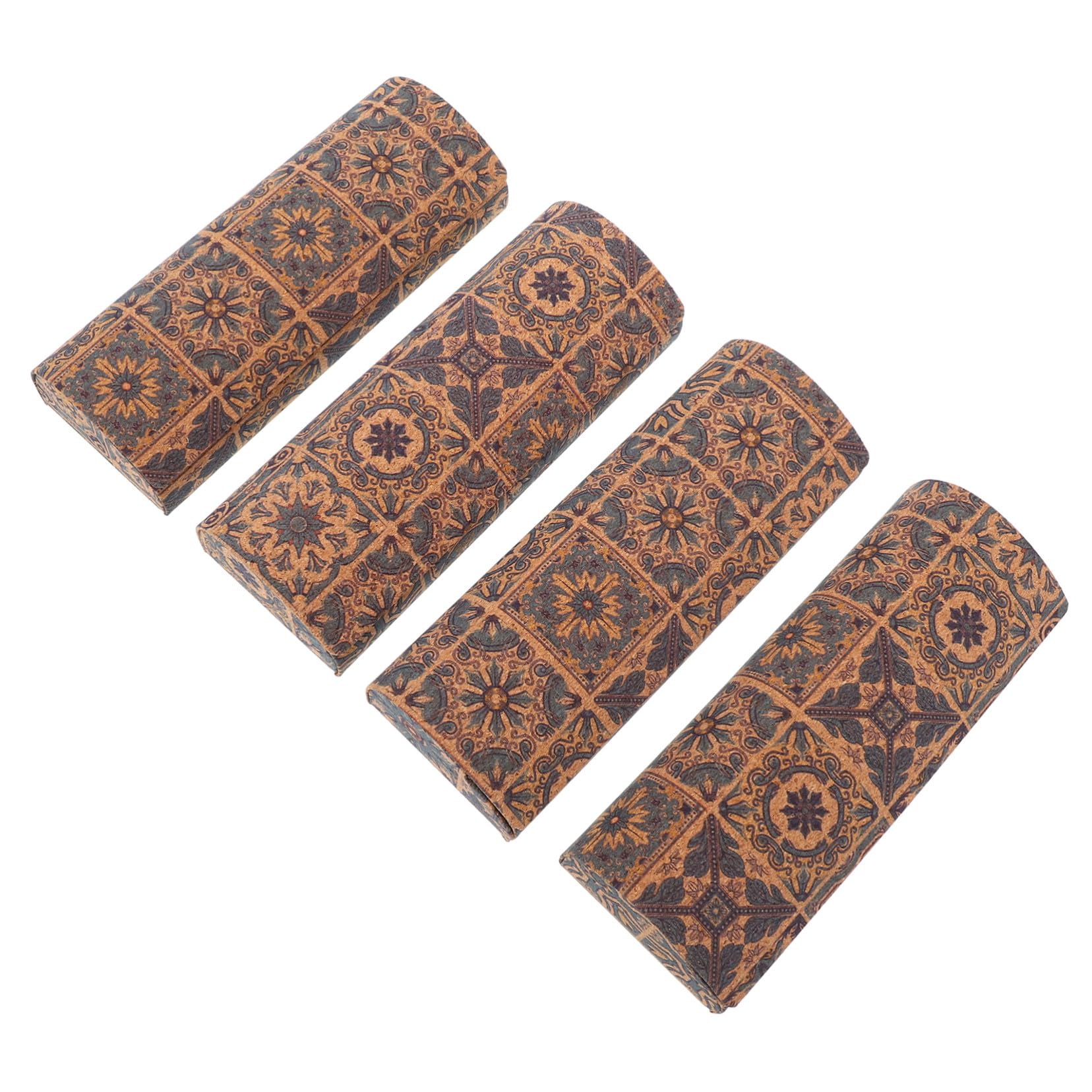 Custodia Rigida per Occhiali Retrò Boho Chiusura Magnetica | Confezione da 4 Pezzi, Formato 15, 6x5, 8x3, 4cm, per Uso Quotidiano e Viaggio