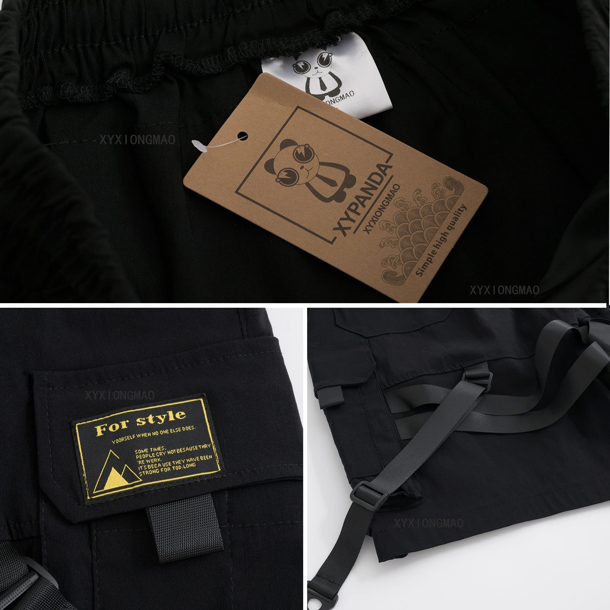 XYXIONGMAO Streetwear - Overol para hombre, estilo gótico, estilo cargo, táctico, estilo hip hop, color negro