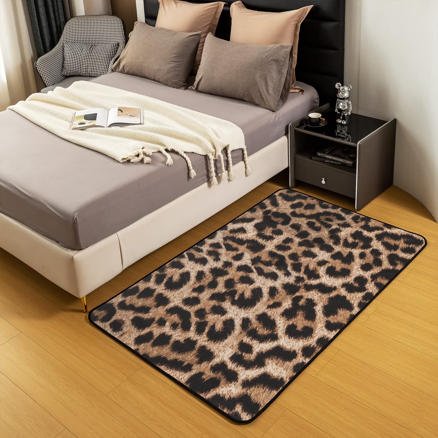 Leopard Drucken Teppich Gepard Gedruckt Down Indoor Fußmatte Schwarz Braun Leopard Wohnzimmer Teppiche Afrika Wild Tier Pelz Muster Akzent Teppich Luxus Zimmer Dekor Moderne Teppich 100x150cm