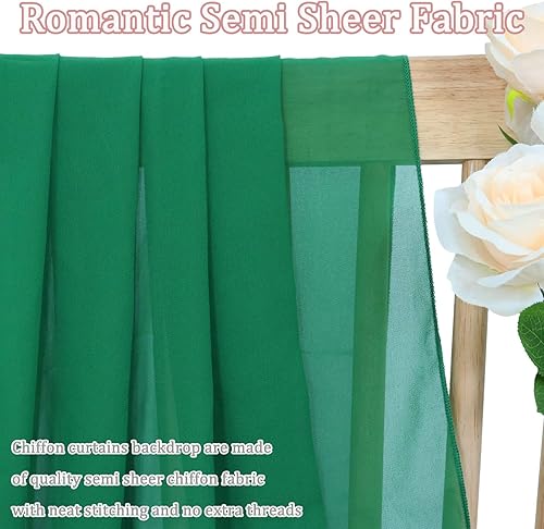 Miniatura 3 de FOTSHARER Cortinas de techo de gasa verde esmeralda, tela transparente de 5 x 10 pies, 6 paneles de tela drapeada de arco transparente, cortinas de