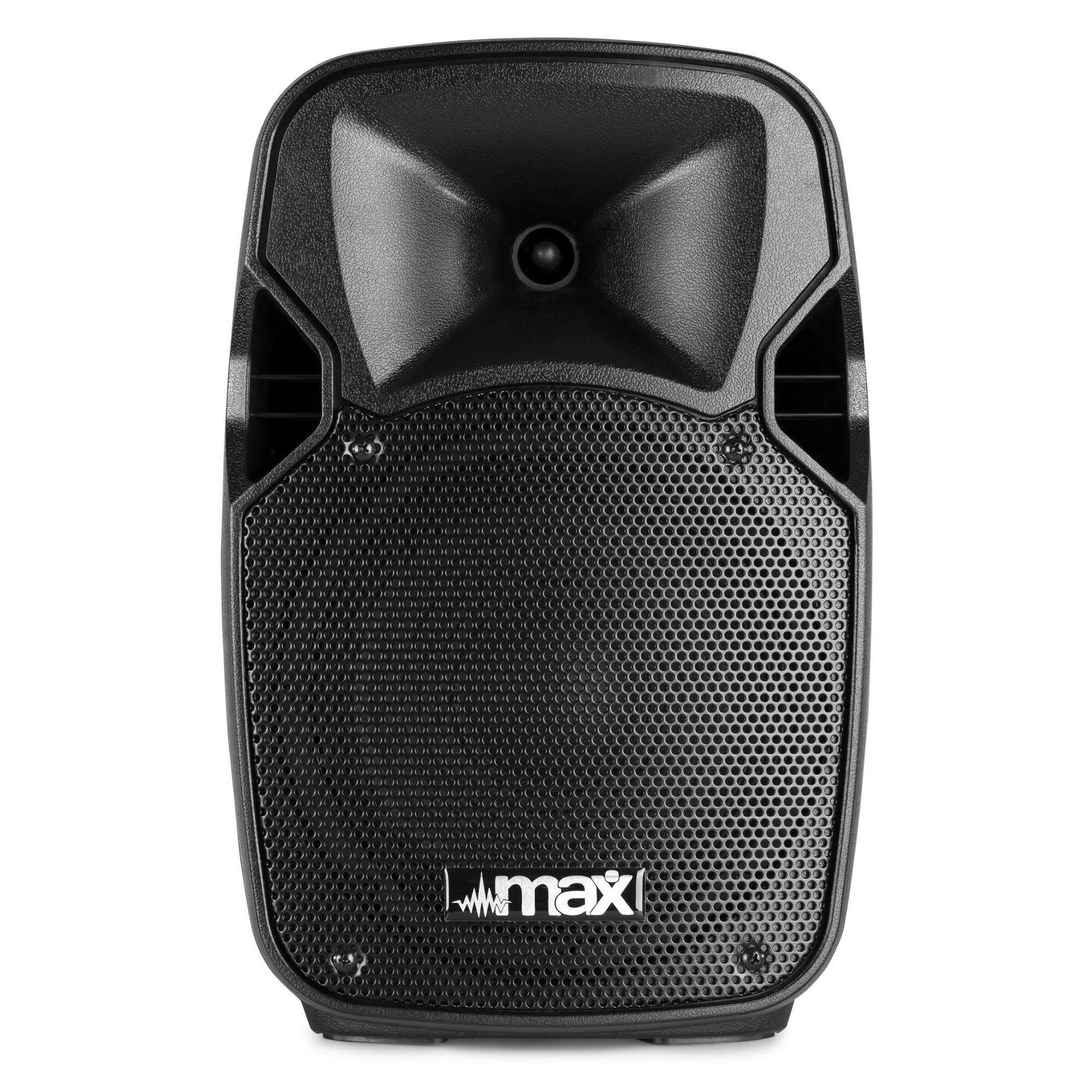 MAX MX700 DJ Boxen Set mit einem aktiven 12 Zoll Subwoofer und Zwei Passive 8 Zoll Lautsprecher, 700 Watt PA Anlage Komplettset für Mobile DJs und Musiker auf kleinen Veranstaltungen, Schwarz