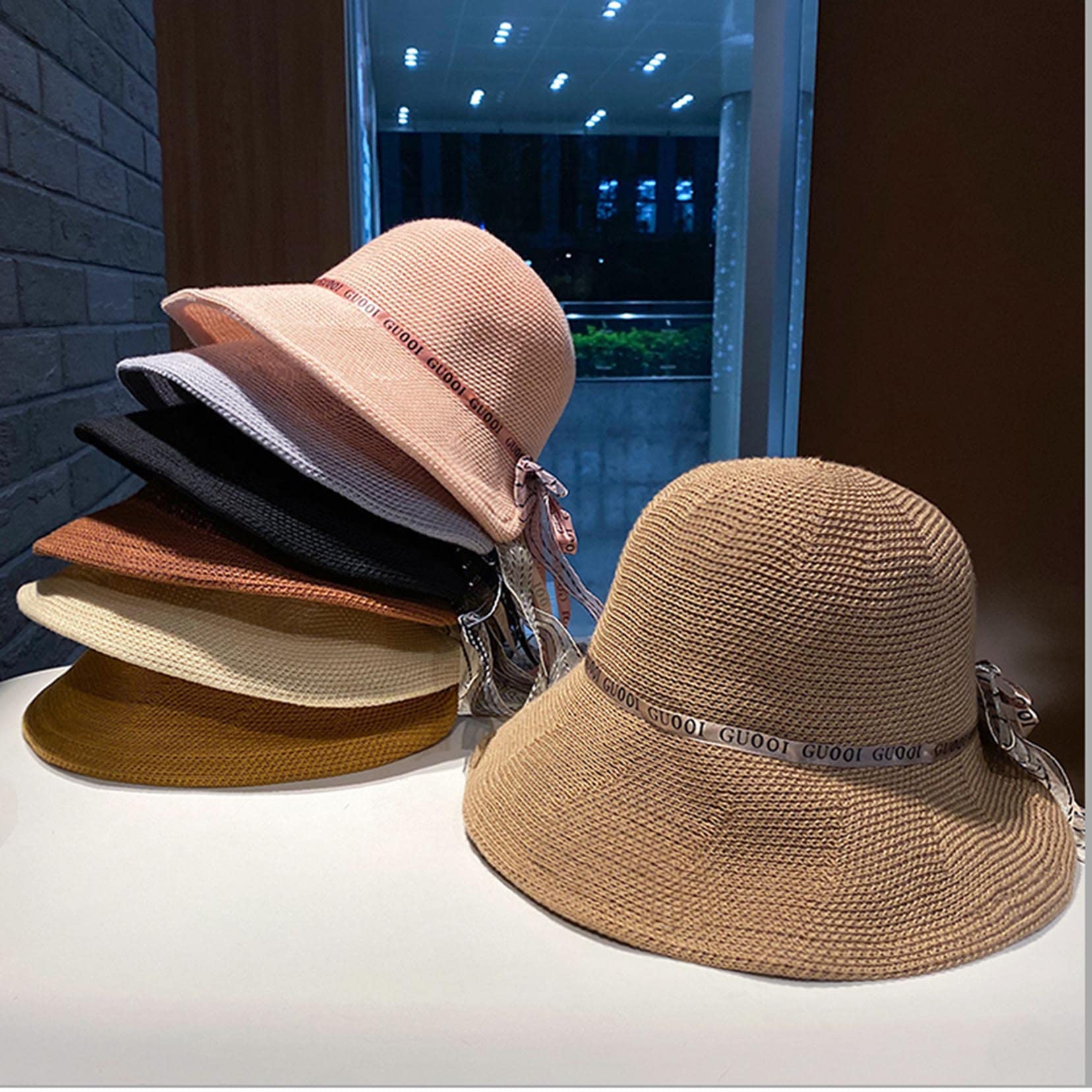 Femmes Summer Sun Sun Hat avec Bow Beach Cap Pliable Visor Pliant Chapeaux De Soudage Dôme Largeur Largeur brown-56-58cm