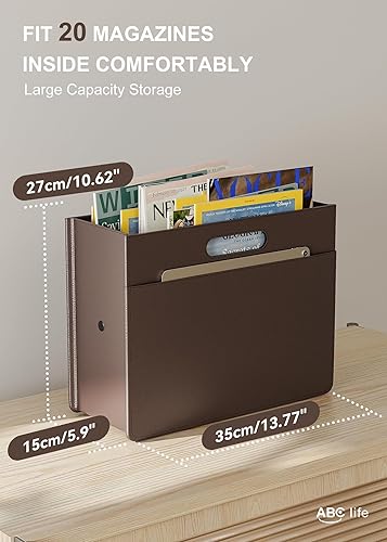 Miniatura 9 de ABC life Revistero estable para revistas, plegable, de piel sintética, organizador de carpetas de archivos de revistas, organizador de carpetas de