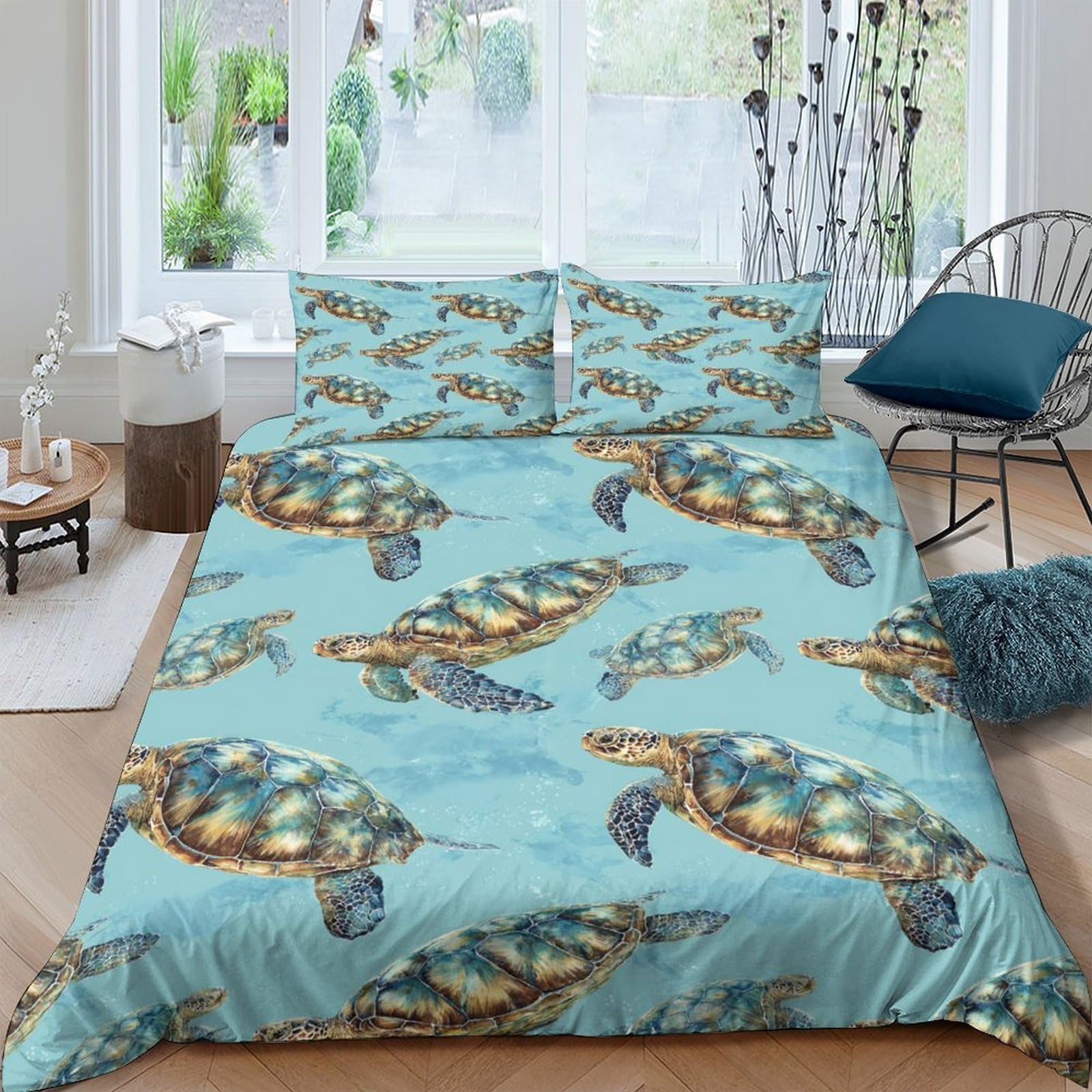 Housse de couette tortue de mer avec impression 3D ultra douce et respirante
