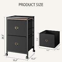 Vista 2 de IDEALHOUSE Archivador de 2 cajones, archivador móvil para oficina en casa, se adapta a tamaño A4 o carta, archivador vertical de tela con ruedas