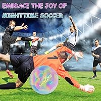 Vista 4 de Holographic Reflective Soccer Ball Glow in The Dark,Light up Soccer Ball for Night Training (with Pump)
