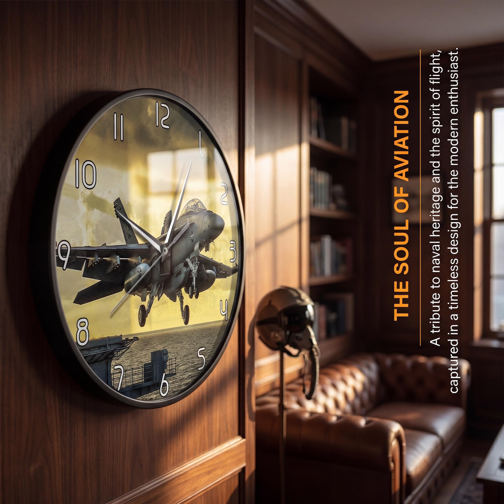 Reloj de pared con marco de metal impreso de avión de salida, silencioso sin tictac, funciona con pilas, avión, aeropuerto, marco de aluminio negro, regalo para piloto, aviador, dormitorio