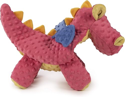 Vista 88 de goDog - Dragón de juguete, grande, resistente, con tecnología Chew Guard, de felpa, color rosa Rosado