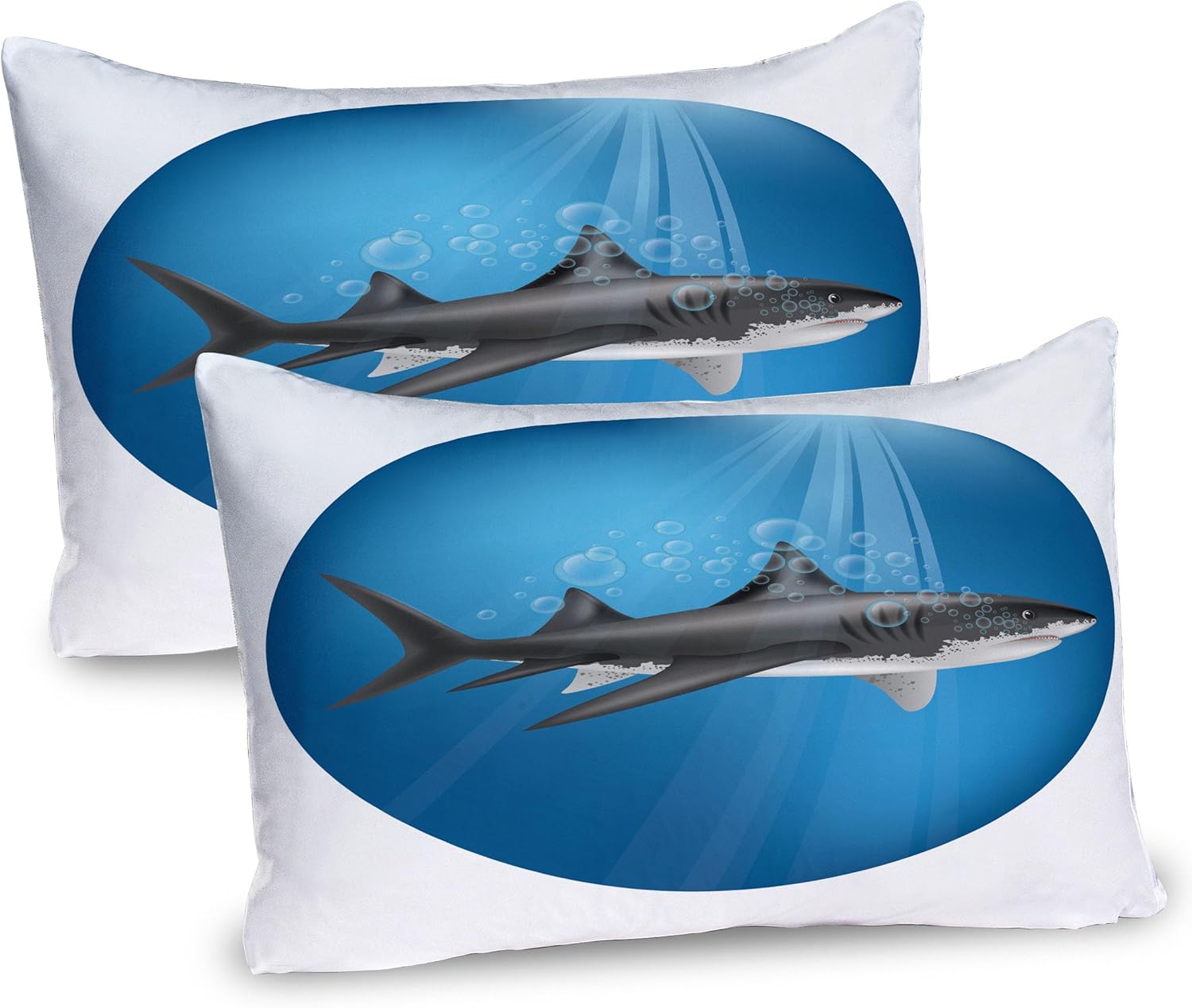 Ambesonne Abstract Pillow Sham Set of 2, Abstract Illustration Clouds Skyline Smoke Mixed Liquid Flow Movement Art Print, Quality Microfiber Bedding Item for All Seasons, 26" x 20", Blue White