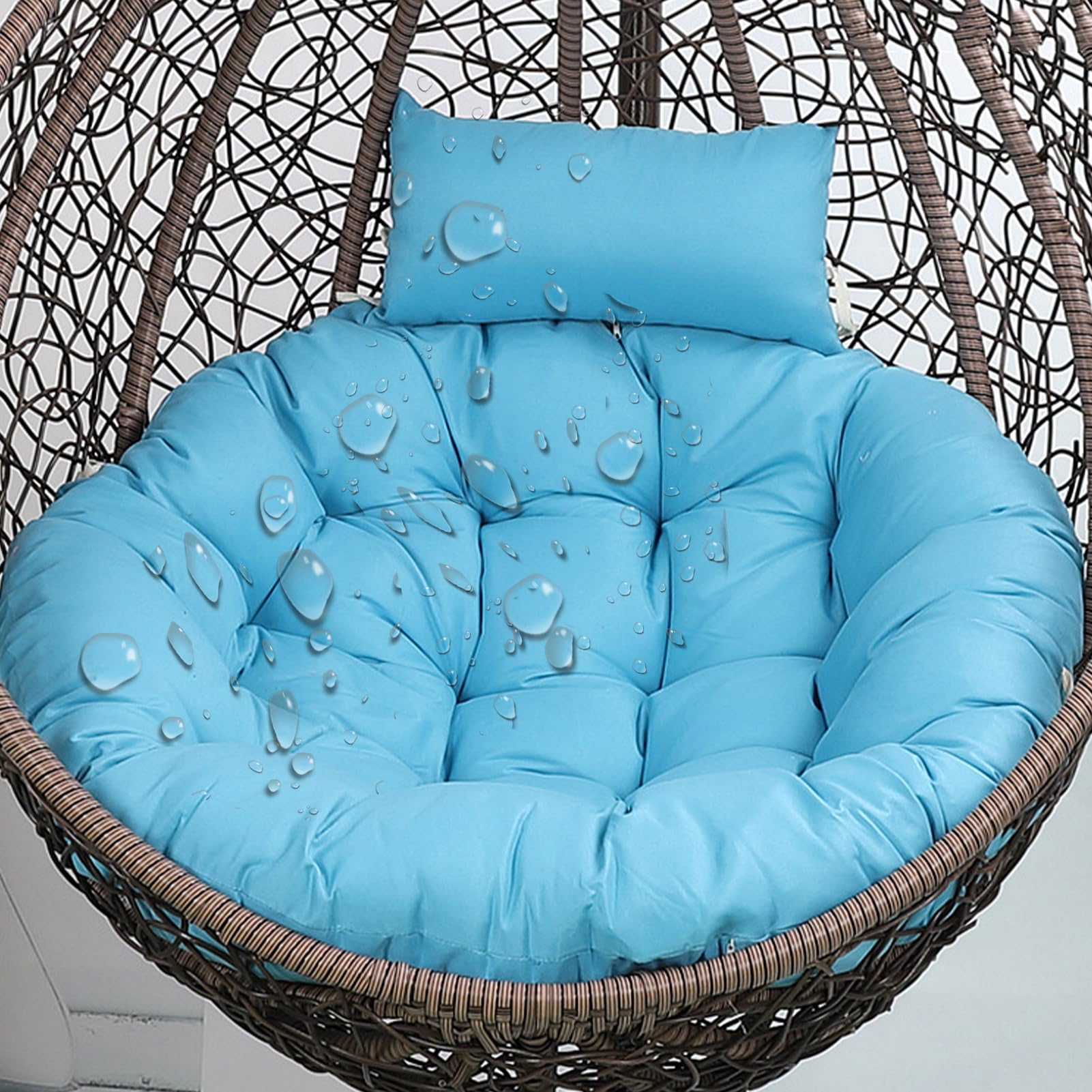 Aocase No15 Egg Chair Cushion Only Replacement - Large Thick Washable Seat Pad & Pillow For Indoor/Outdoor Hanging Swing Basket Chairs, Garden Patio Mat Pads With Zipper (Cushion Only),,110×110Cm