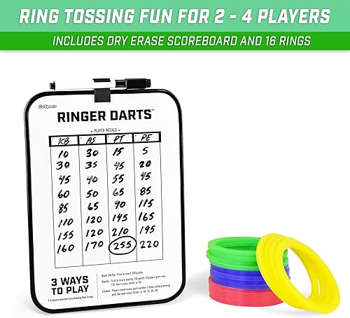 Miniatura 5 de GoSports Juego de lanzamiento de dardos Ringer - Juego de lanzamiento de anillos de gancho para interiores y exteriores para niños y adultos