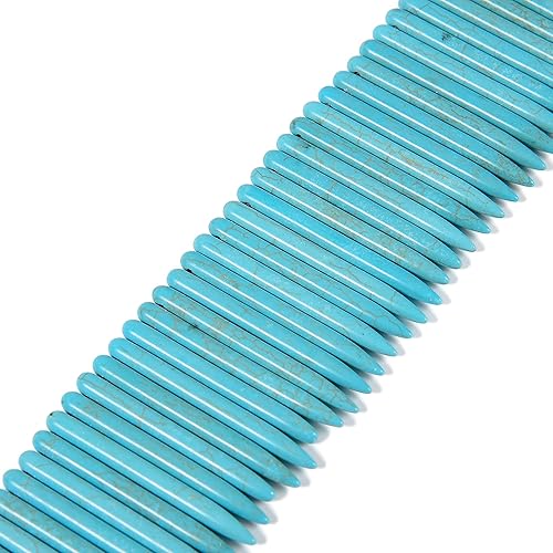 JM Design Cuentas de punta de espiga turquesa howlita azul, tamaño 0.197x0.787 in, 15.5 '' hebra para la fabricación de joyas