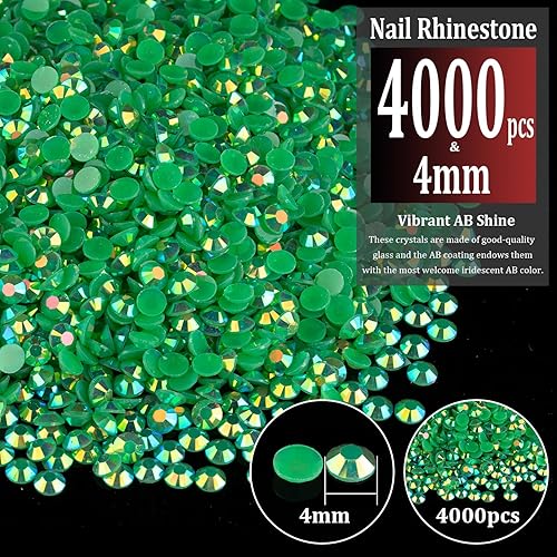 Miniatura 2 de 4000 diamantes de imitación de resina de 0.157 pulgadas a granel, color verde oscuro AB con parte trasera plana, diamantes de imitación redondos de