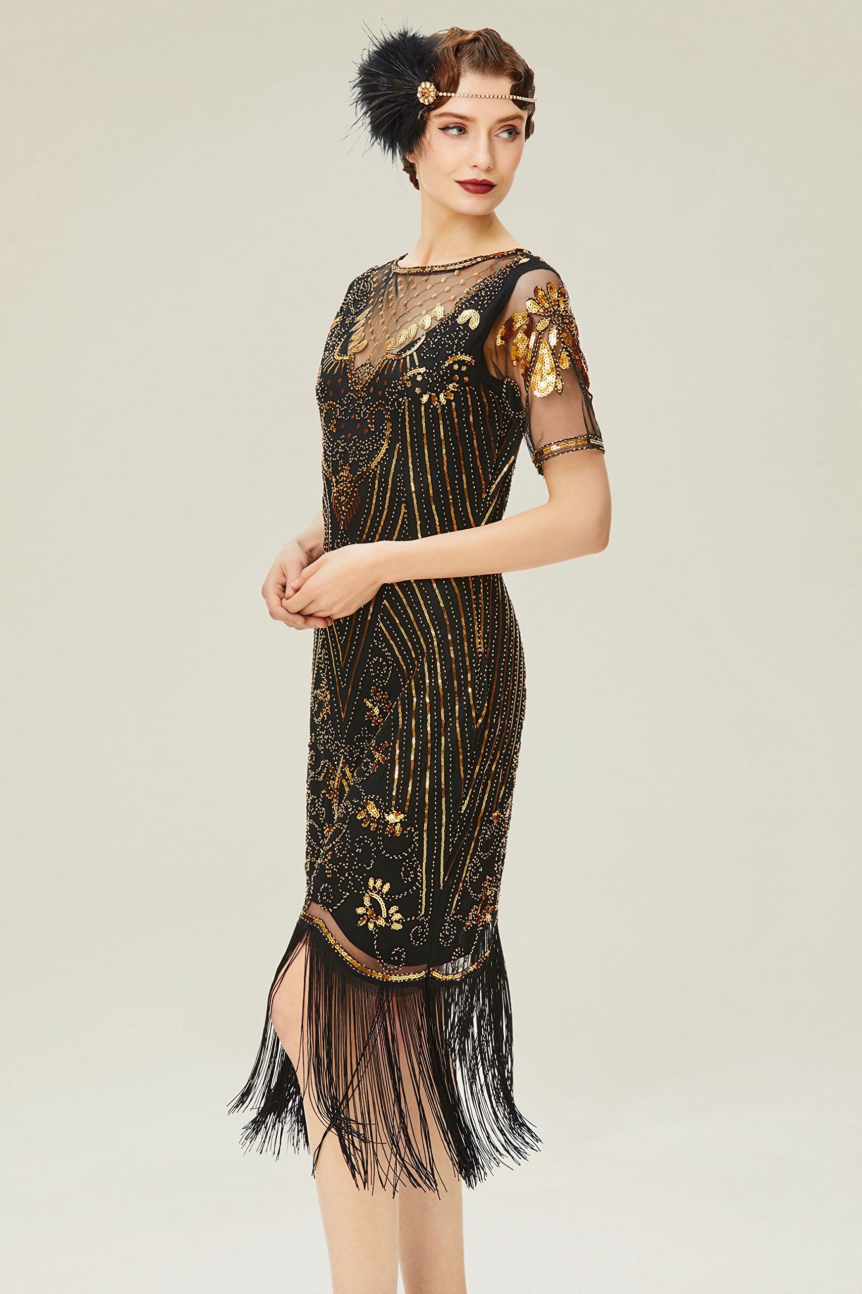 BABEYOND Vestido Años 20 Mujer Disfraz Años 20, Vestido Charleston Mujer Años 20, Disfraz el Gran Gatsby Mujer