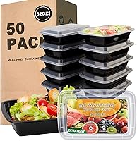Ezalia 50 Pack 32oz Meal Prep Containers - Reusable Leakproof BPA-Free Food Storage with Lids, Microwave Freezer Dishwasher Safe