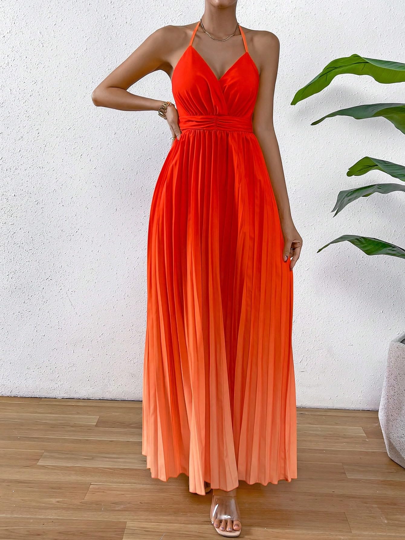 Amazon.com: Neeno Women's Dresses Ombre Pleated Hem Cami Dress Dress for  Women (Color : Orange, Size : Medium) : Clothing, Shoes & Jewelry