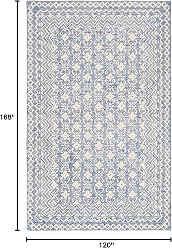 Miniatura 30 de SAFAVIEH Blossom Collection BLM114F - Alfombra de lana prémium hecha a mano de 8 x 10 pies, gris/marfil