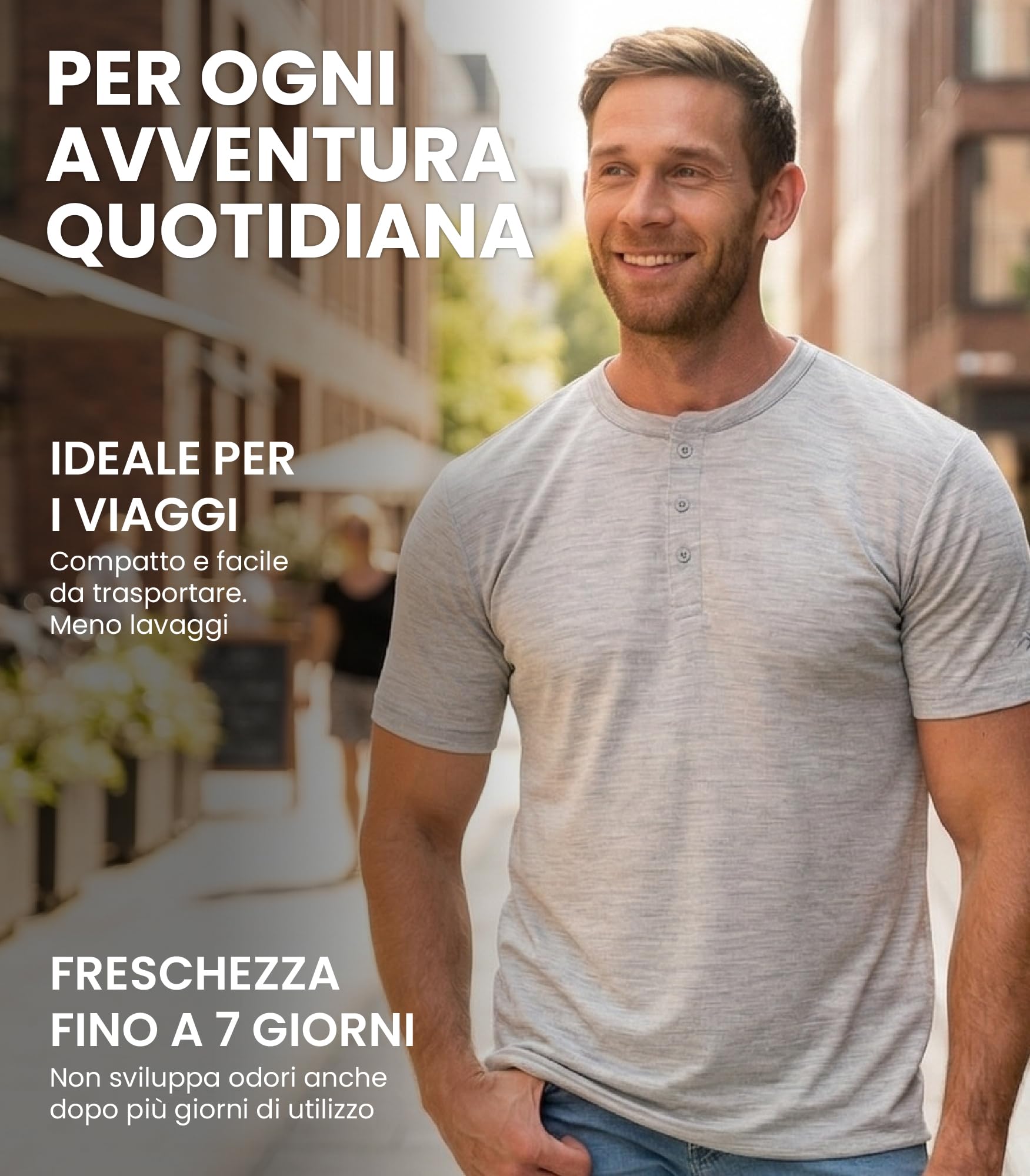 Merino.tech T Shirt Lana Merino - Intimo Termico Uomo Lana Merinos - Maglietta Trekking Uomo con Strato Base Leggero
