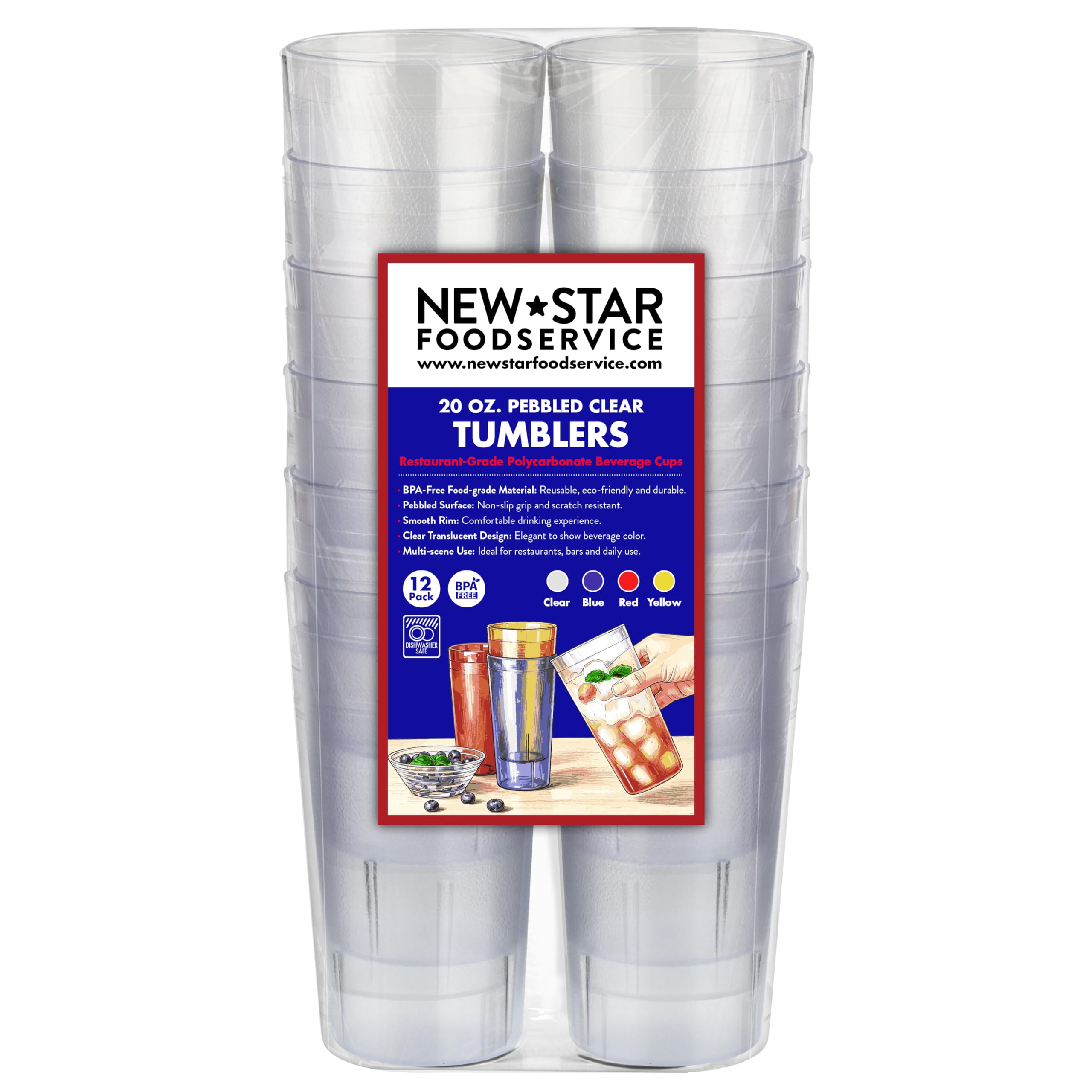 Amazon.com | New Star Foodservice Restaurant-Grade Polycarbonate Beverage  Tumblers, 20 oz, Clear, Set of 12: Tumblers & Water Glasses