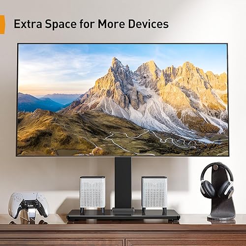 Miniatura 7 de Perlegear Soporte de TV de mesa, soporte universal para televisores LCD LED OLED de 23 a 60 pulgadas, soporte de base de TV de altura ajustable con