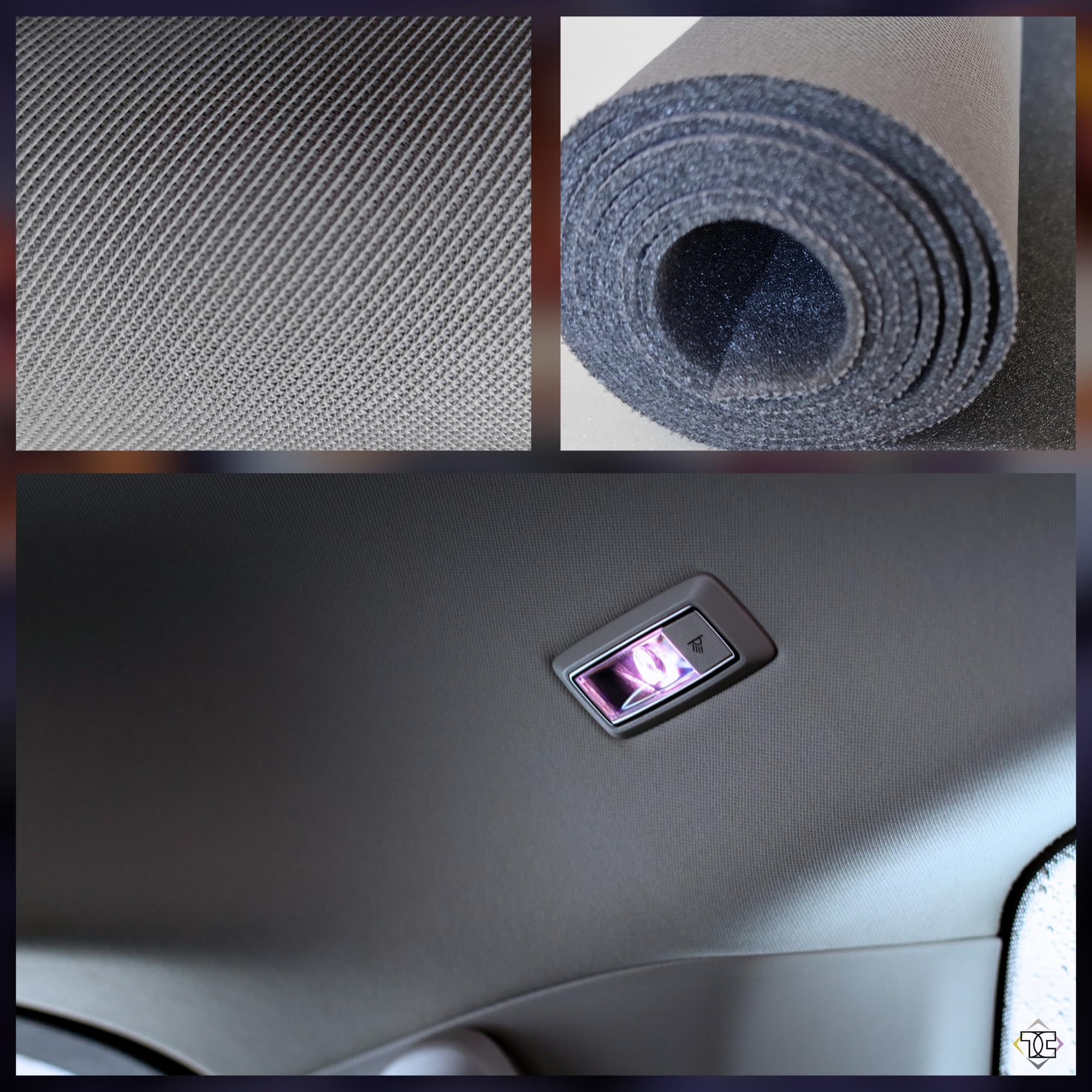 TAPHICEROS Tettuccio Per Auto, Grigio Scuro, 400cm x 180cm, Venduto Al Metro Tetto Per Rivestimento Auto, Ristrutturazione, Rivestimento Interno, Tessuto Per Auto, Caravan, Barca, Campeggio, Fai Da Te
