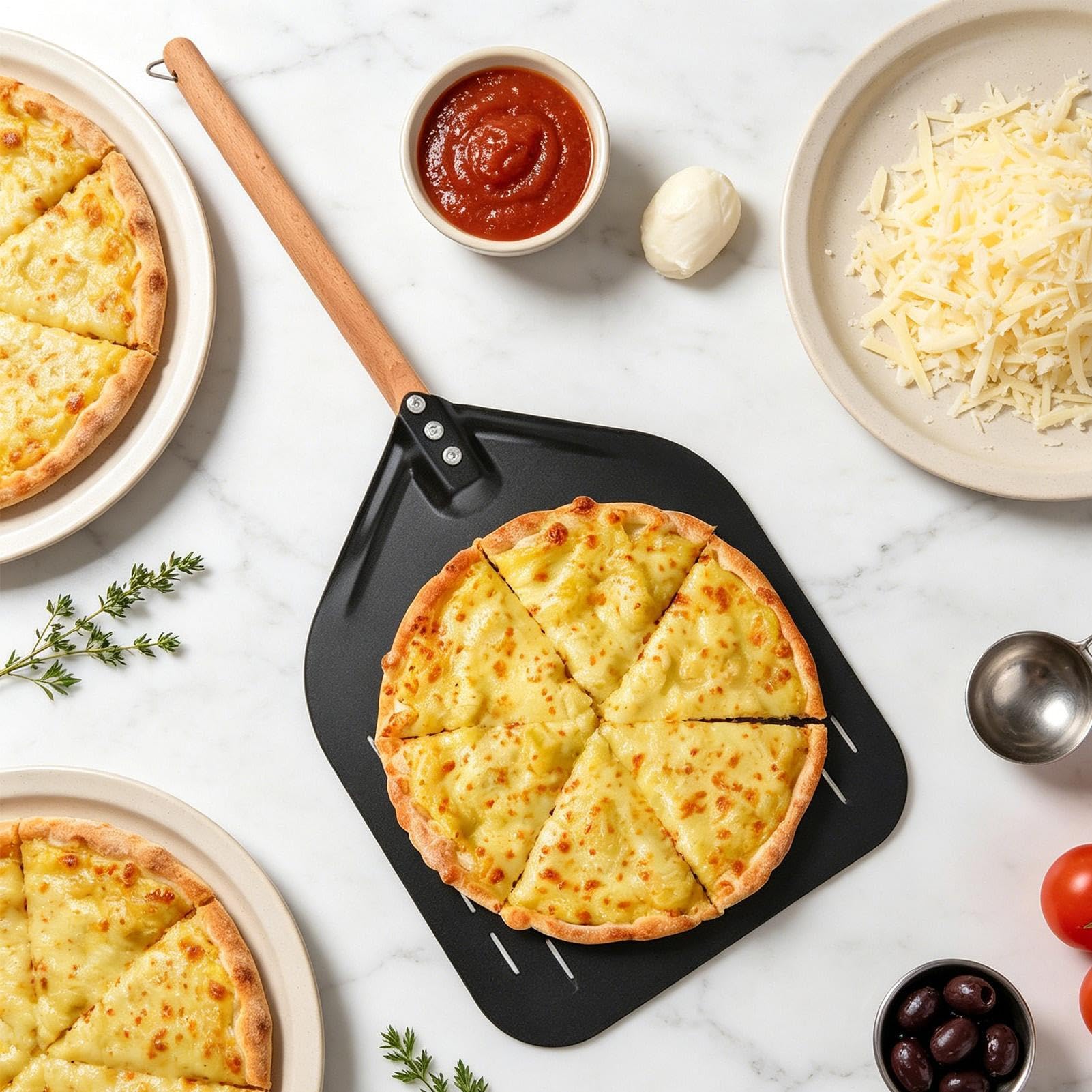 Łopatka do pizzy 30 cm Perforowany Odporny Na Ciepło Demontowalny Drewniany