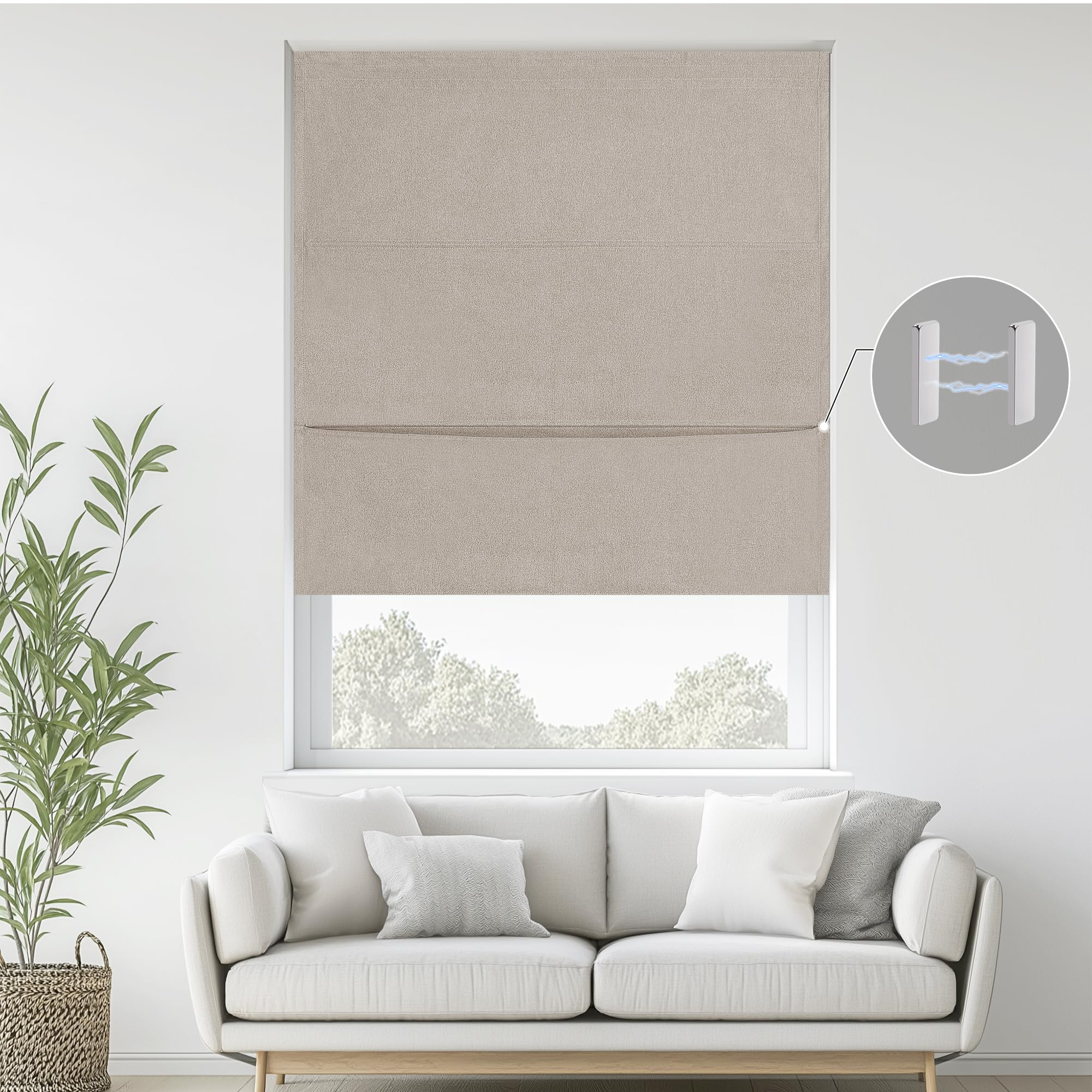 StangH 100% Blackout Magnetic Roman Shade for Windows, Cordless Linen Blind with Adhesive Thermal Insulated Window Shade for Bedroom Living Room, Natural, W 36 x L 72, 1 PanelGlobal Recycled StandardGlobal Recycled StandardGlobal Recycled Standard