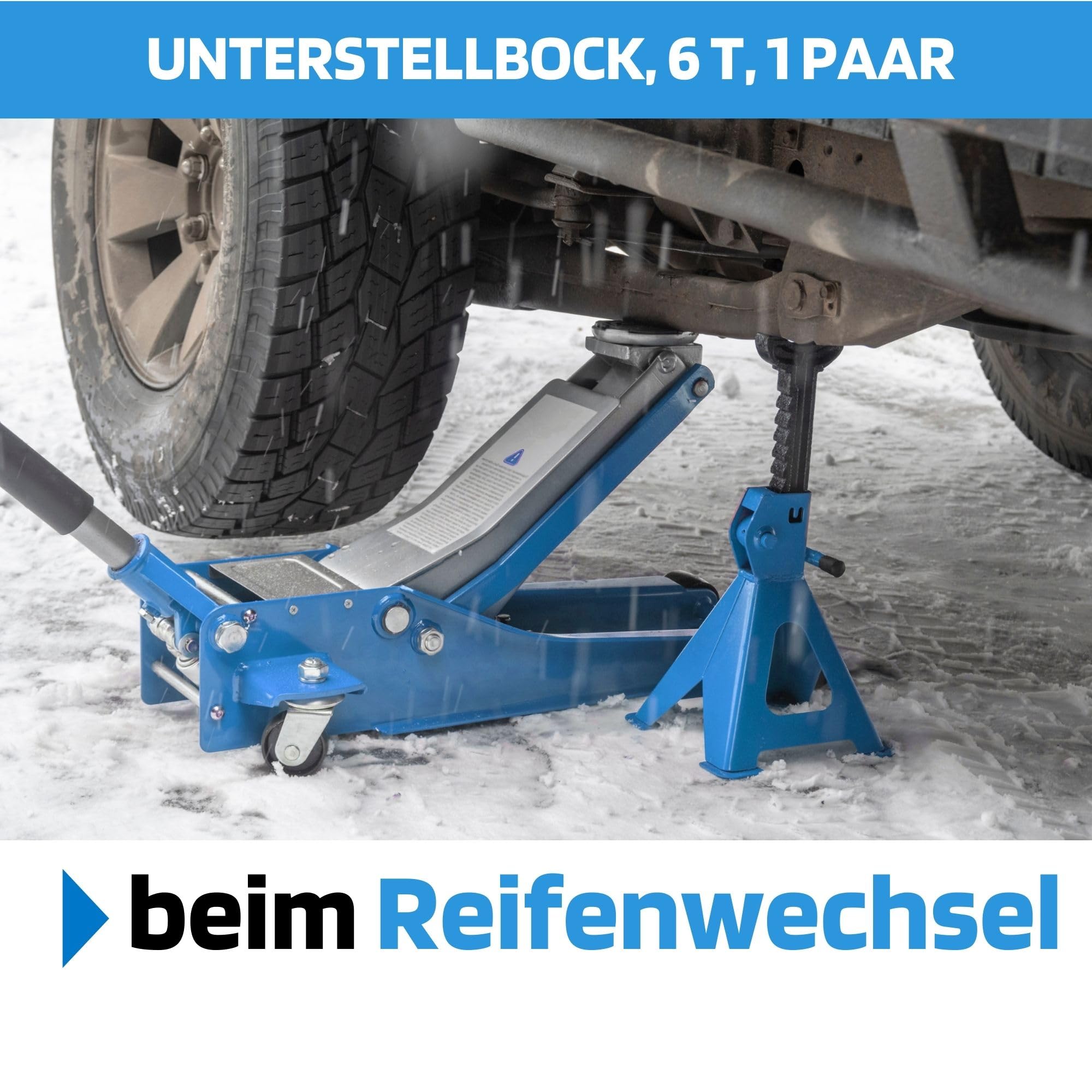 SW-Stahl 20475L Unterstellbock 6 t - 2 Stück Stützböcke - Kfz Bock Set | Höhenverstellbar 385-600 mm - 6000 kg Tragfähigkeit - Metall Arbeitsböcke für Reifenwechsel mit Einhandbedienung