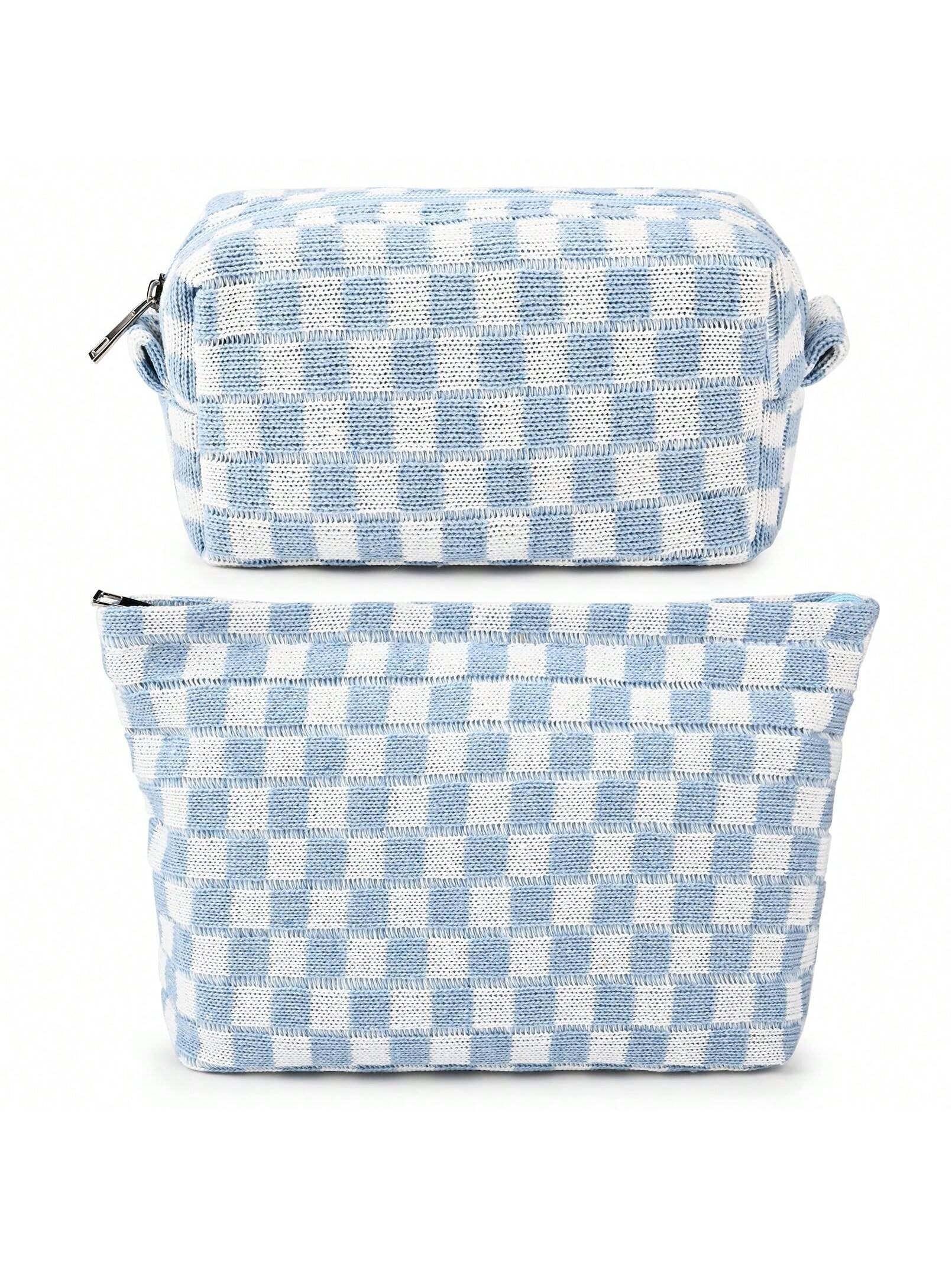 Schminktasche, Geburtstagsgeschenke für Frauen, große, karierte Reise-Schminktasche mit kleinem Fassungsvermögen, 2er-Pack Kosmetiktaschen, tragbare Kulturtasche für Mutter, Schwester, Freunde Mädchen
