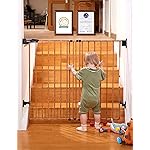 Babelio 34 Extra Tall Baby/Dog Gate with No Threshold Design Walk Thru Door, 26-43 Auto Close Safety Gate for Babies, Elders and Pets, Fits Doorways, Stairs, and Entryways, Brown Wood Pattern