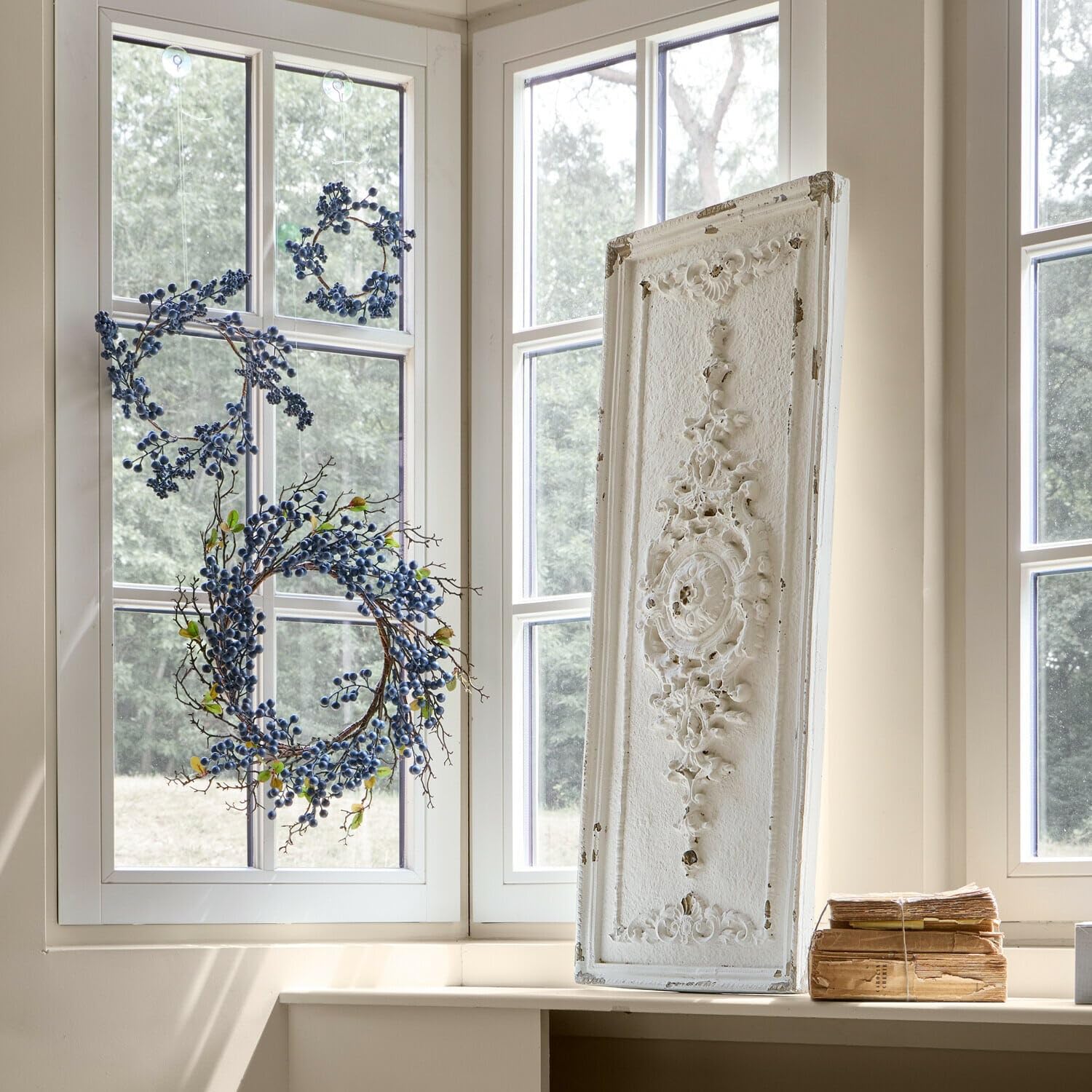Loberon Deko-Paneel Corsy, romantische & detailreiche Ornamente, handgearbeiteter Shabby-Chic, Wanddekoration, Fiberglas, antikweiß