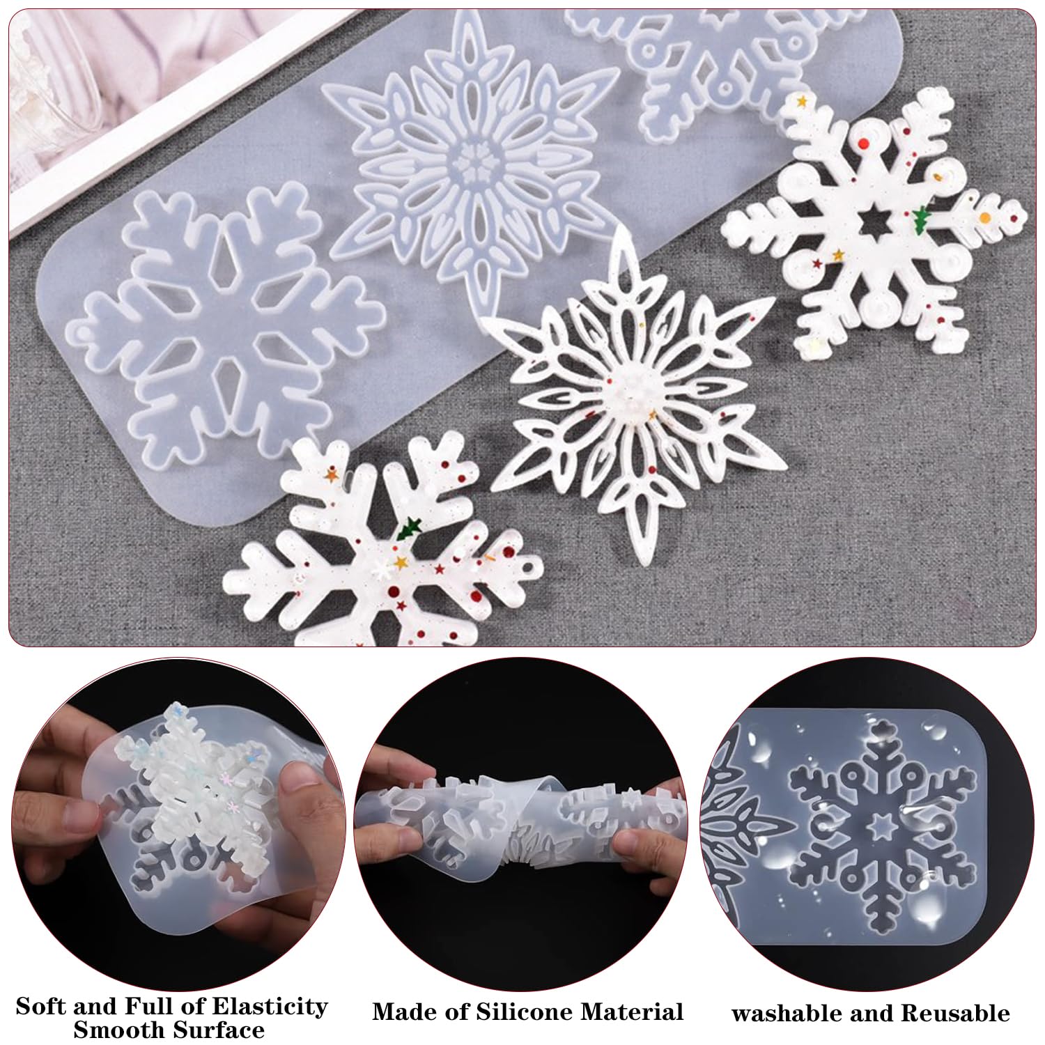 Voyyphixa 2 Pezzi Stampi in Resina Natale, Renna Alce Epossidica Siliconica Stampo per ColataCrystal Epoxy Resin Molds Stampo in Silicone Colata per Tavolo Decorazioni Fai da Te Ornamento