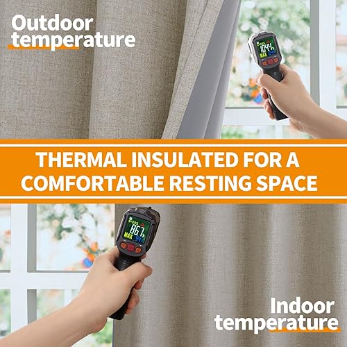 Miniatura 4 de YoungsTex Cortinas de lino 100% opacas con forro para dormitorio, cortinas de ventana con ojales texturizados de lino con aislamiento térmico para