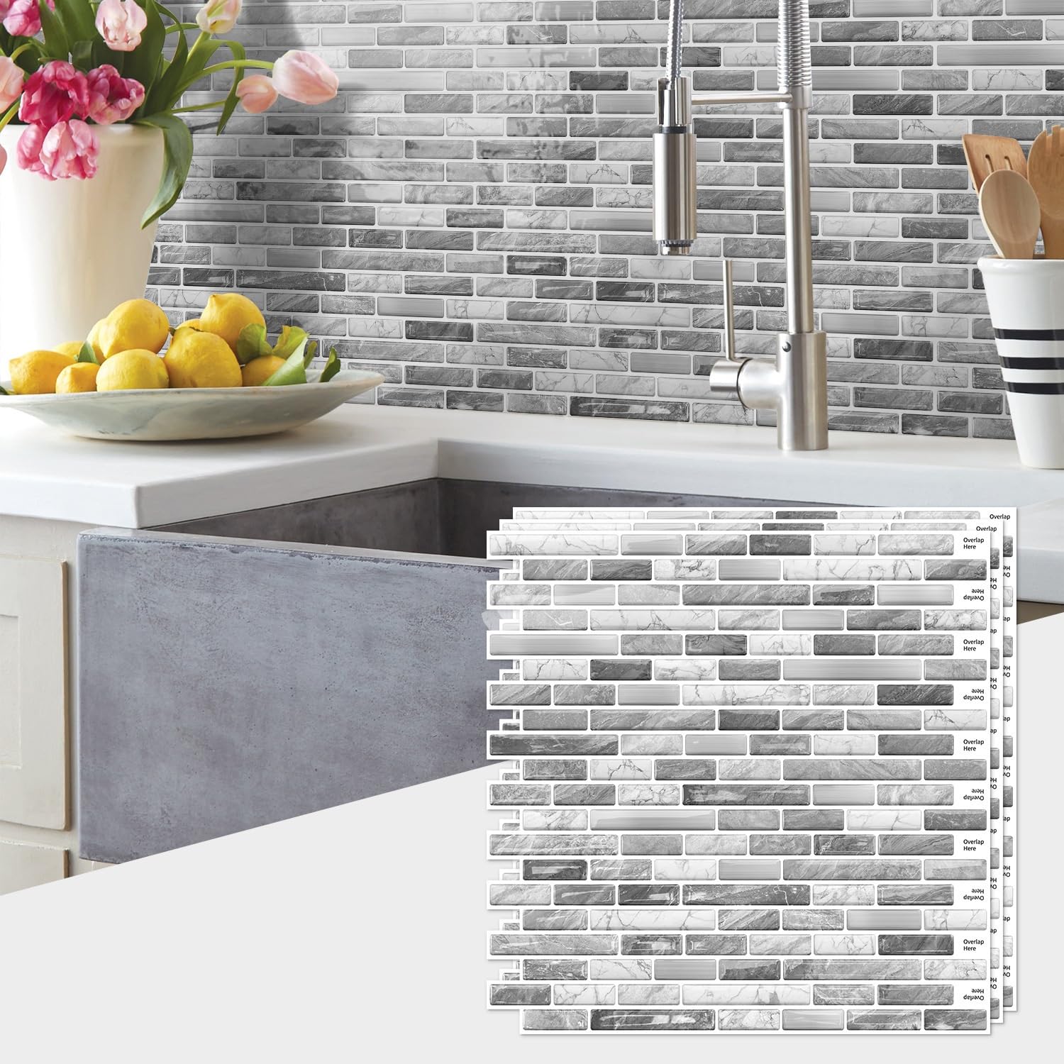 Sohouu 48Pcs 3D Self-Adhesive Wall Stickers Waterproof Decor Decals For Home Indoor(48Pcs)