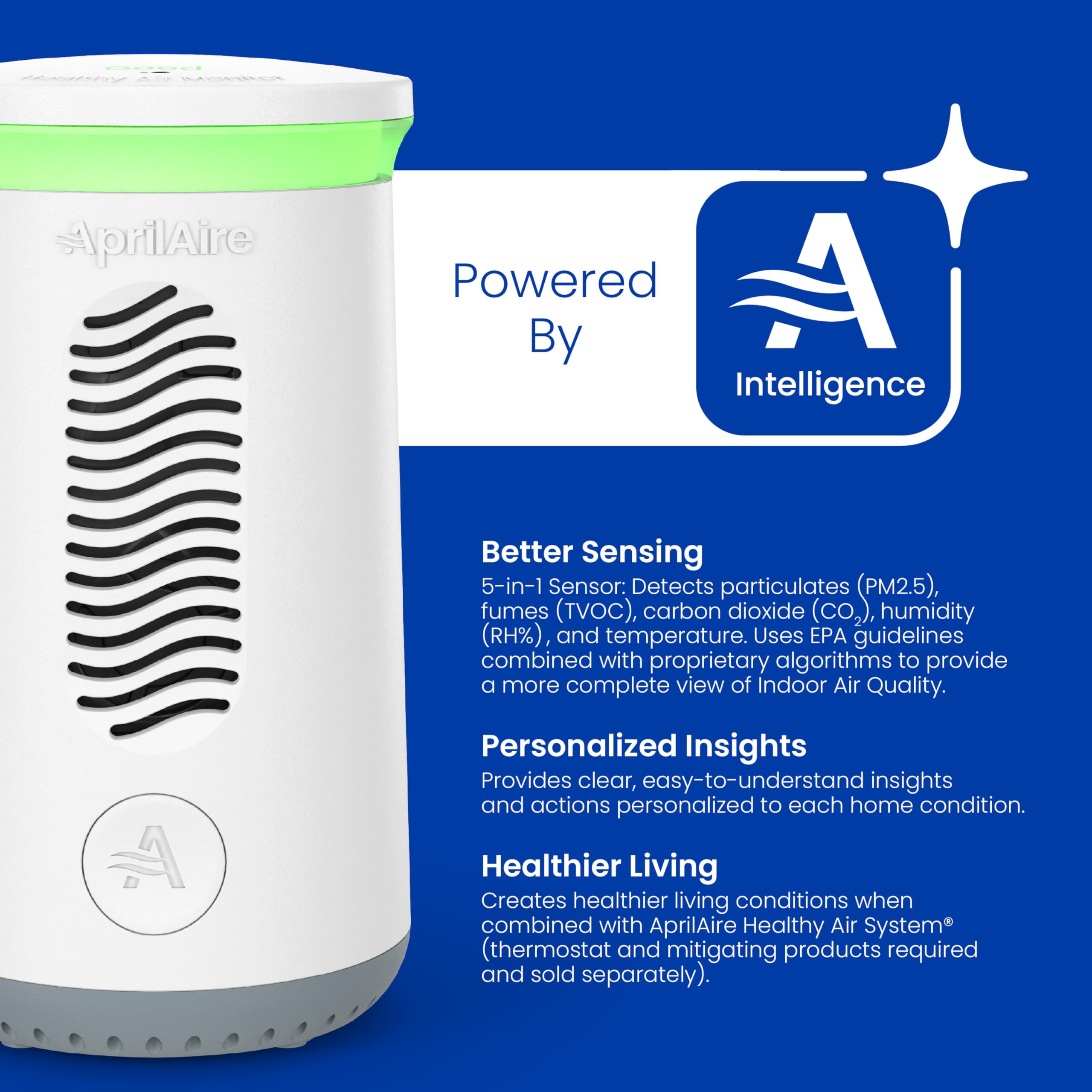 AprilAire ZAWTHCPV Smart Indoor 5-in-1 Wi-Fi Air Quality Monitor (CO2, VOC, PM 2.5, Particulate Matter, Humidity and Temperature), App Controlled IAQ Monitor for Home Air Quality Sensor — Amazon image 7