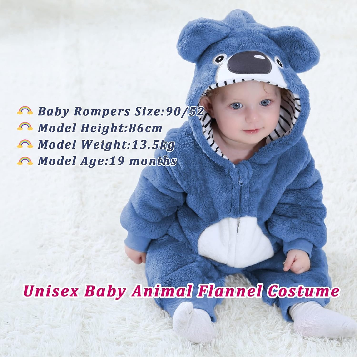 TONWHAR Unisex-Baby Animal Costume Kids' & Toddlers' Winter Hooded Romper Dress Up Jumpsuit - Image 6