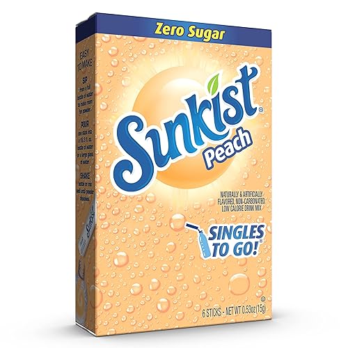 Miniatura 3 de Sunkist Soda SINGLES TO GO! - Mezcla de bebida en 12 cajas con 6 paquetes cada una (sin carbonatación y sin azúcar), melocotón, 72 unidades