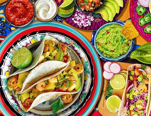Springbok Taco Table - Rompecabezas de 1000 piezas para adultos, tema de fiesta de tacos del Cinco de Mayo, ideal para noches de juego, tamaño