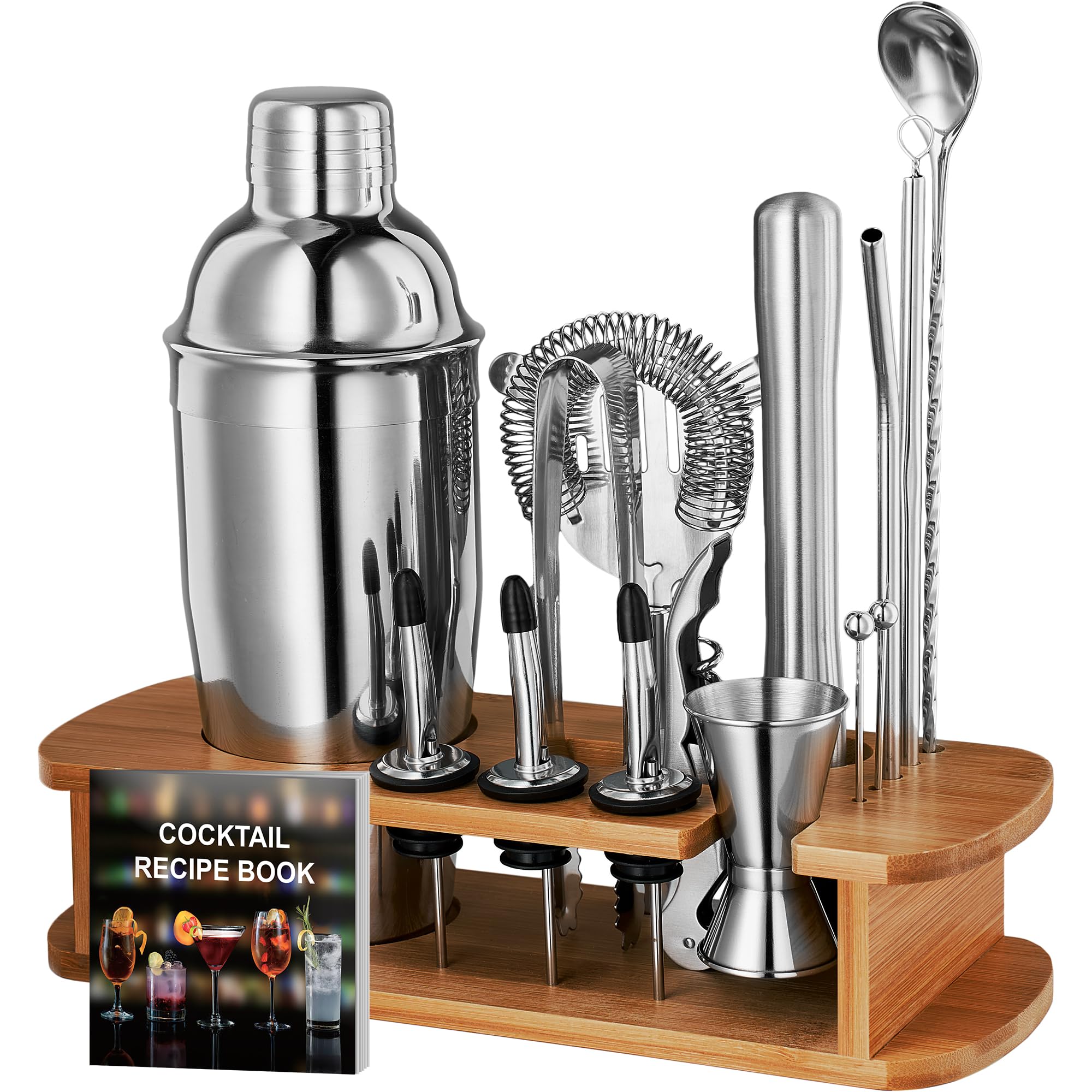 FineDine Cocktail Shaker Set - 17 Piece Stainless Steel Mixology Bartender Kit