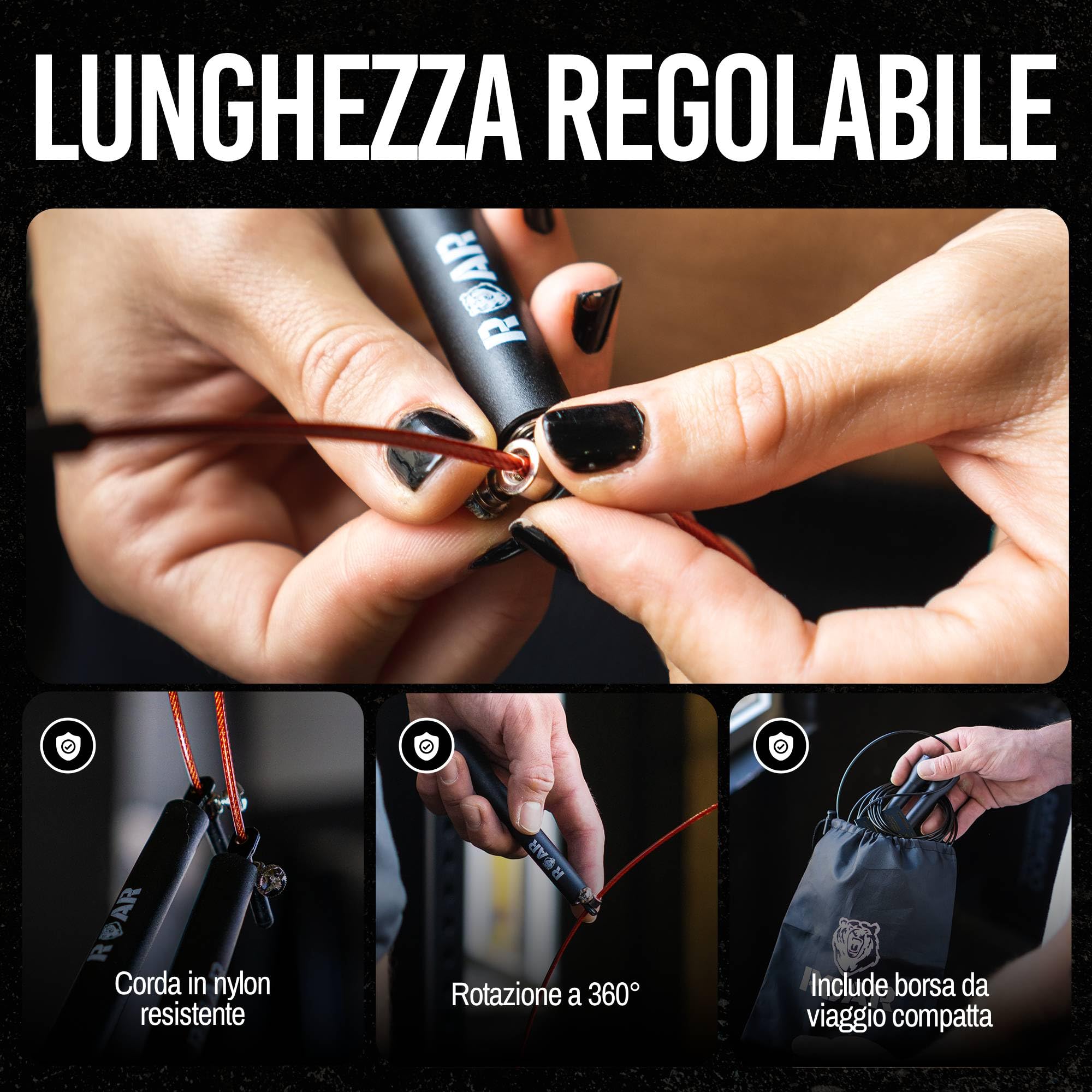 Roar® Corda Per Saltare Professionale, Crossfit, Boxe, Allenamento Veloce, Jumping Speed Rope