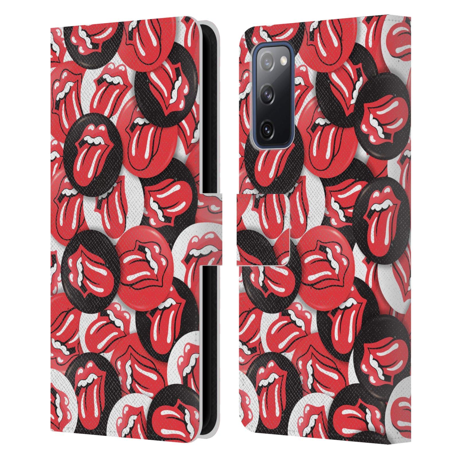 Funda de cuero The Rolling Stones para Samsung Galaxy S20 FE con diseño de botones de lengua 7