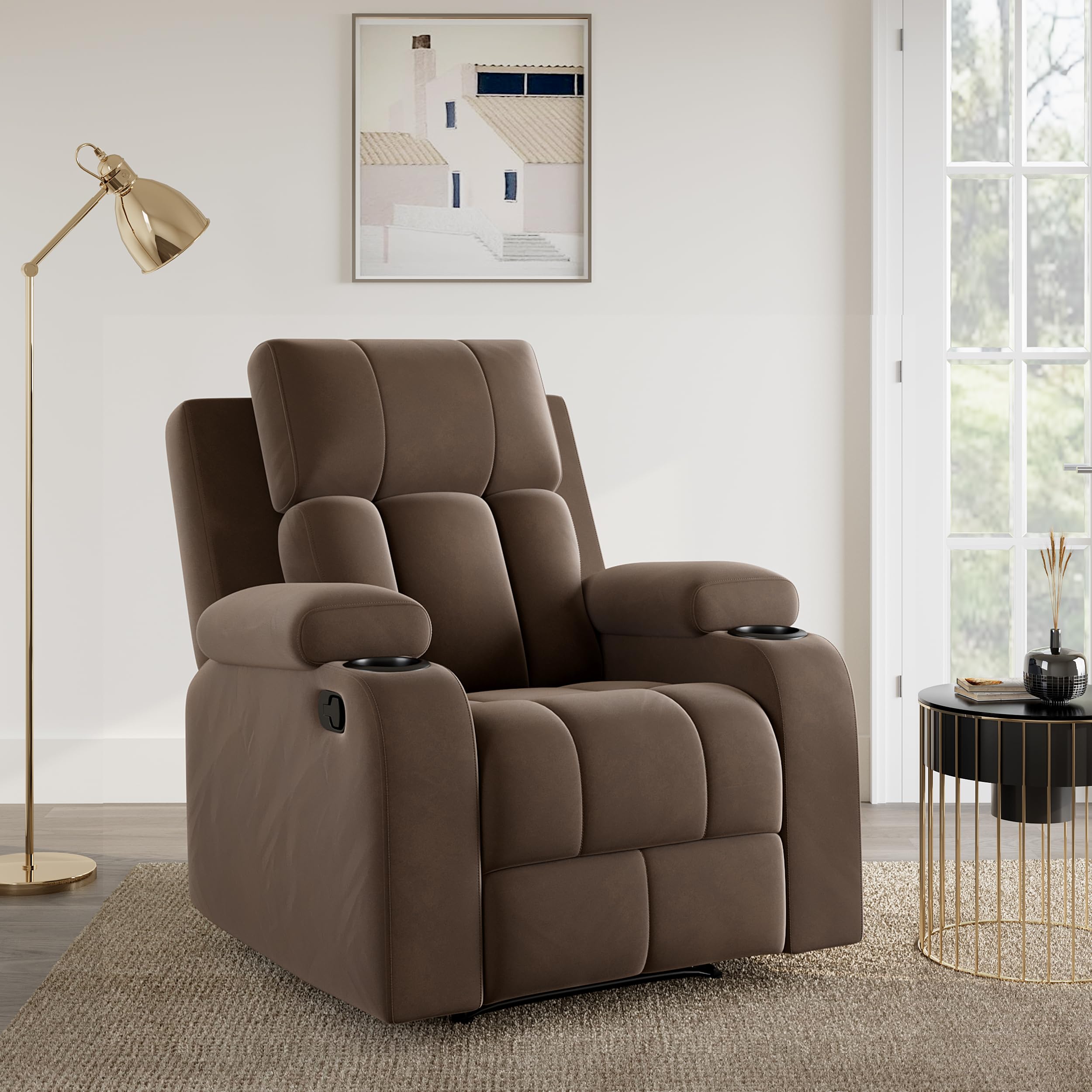 Amazon Brand - Solimo Pinnacle | Single Seater Sofa Recliner | Manual Recliner (Velvet_Brown)-image-46