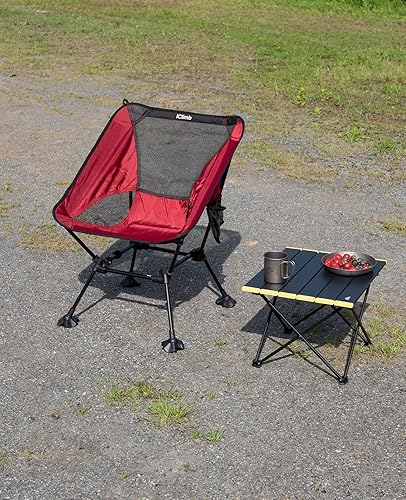 Vista 11 de iClimb Ultralight Compact Camping Folding Beach Chair with Anti-Sinking Large Feet and Back Support Webbing (Black - Square Frame)