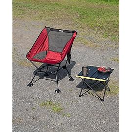 iClimb Ultralight Compact Camping Folding Beach Chair with Anti-Sinking Large Feet and Back Support Webbing (Red - Square Frame)