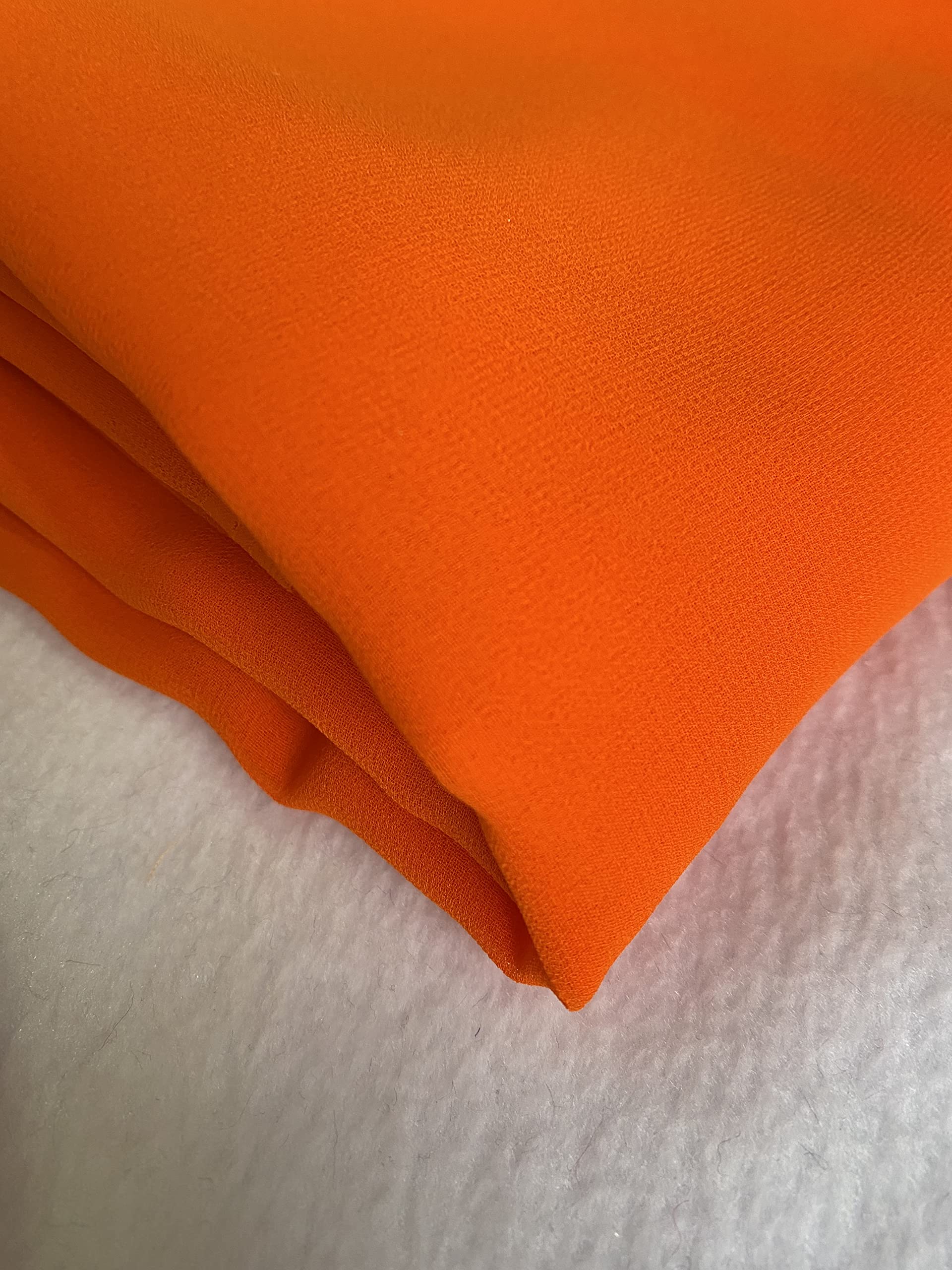 New Chiffon Sheer Fabric Plain Crepe Polyester Woven Dress Wedding Arch Material 44''-112cm (Orange, 2 Meter) โ image 1